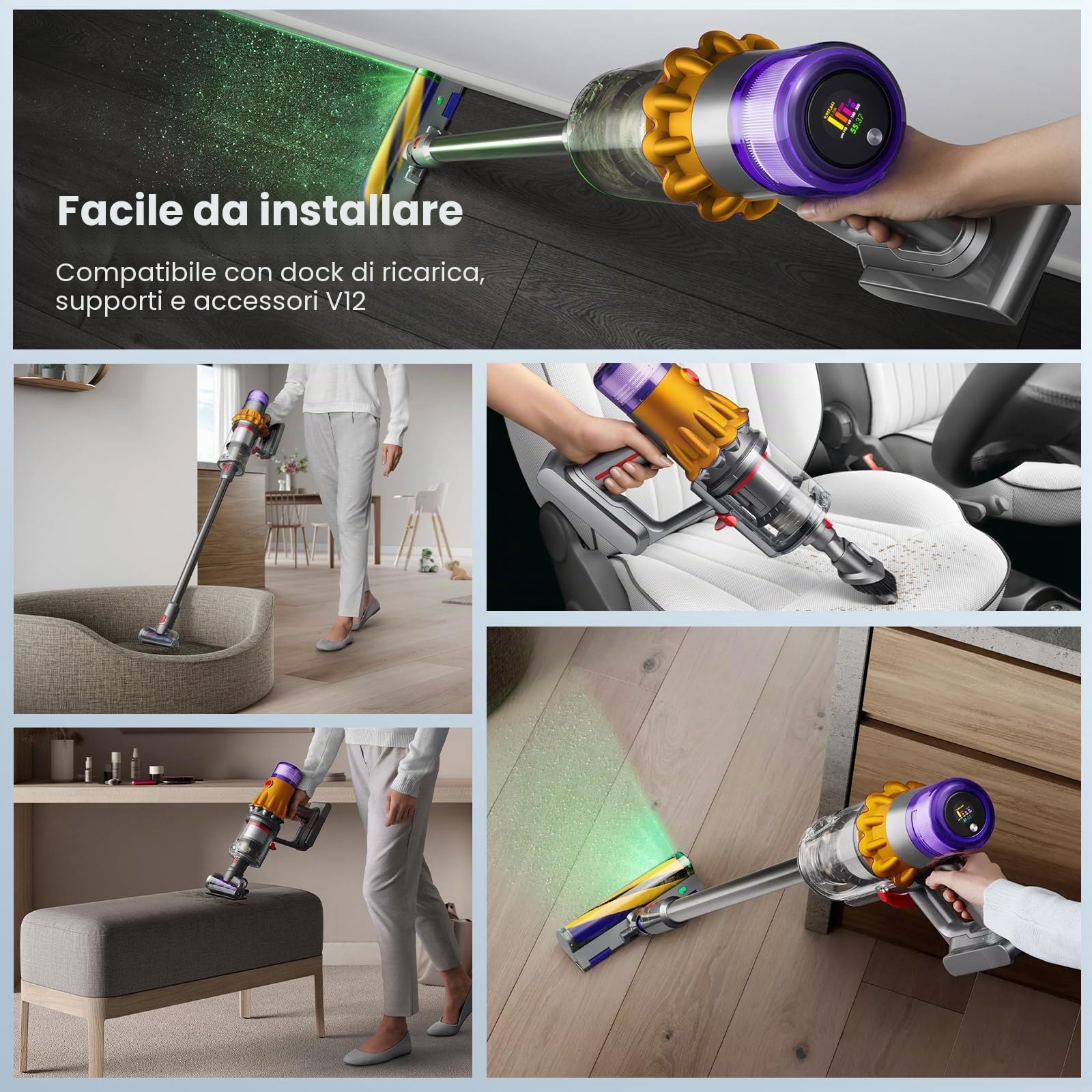 Tipo Click-In 3900mAh V12 Batteria per Dyson, ASUNCELL 25,2V Batteria di Ricambio per V12 Detect, V12 Detect Absolute, Detect Slim, Detect Fluffy SV46 Aspirapolvere Portatile, Numero di Parte 965470