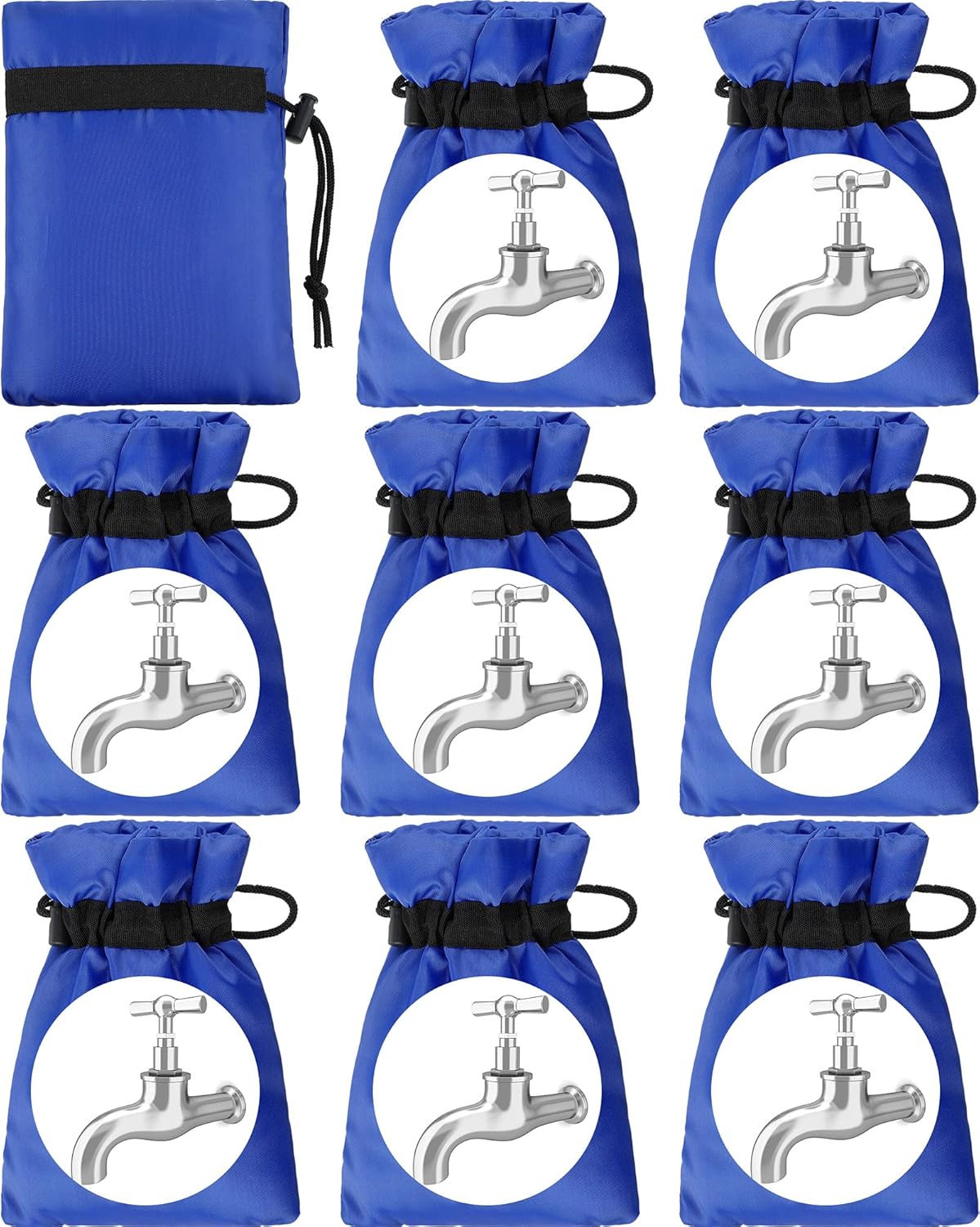 8 Pieces Outdoor Faucet Cover for Winter Insulated Spigot Cover Waterproof Faucet Socks Outside Water Hose Bib Covers Reusable Tap Protector Faucet Covers for Winter Freeze Protection (Black) (Black) : Patio, Lawn & Garden