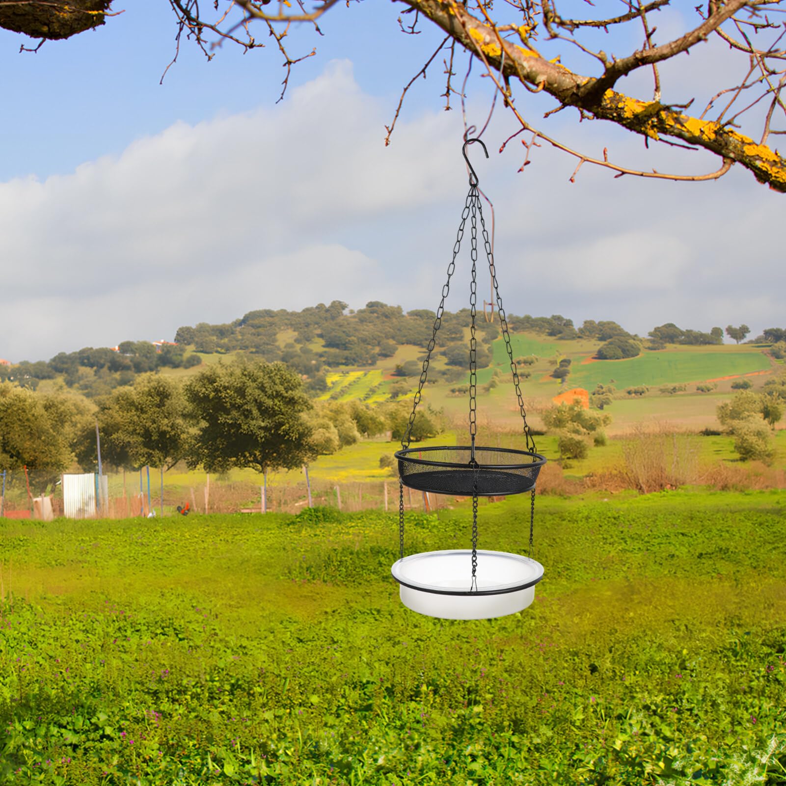 ULTECHNOVO 5pièces Mangeoire à Oiseaux Suspendue avec Double Plateau pour Nourrir Et Abreuver Les Oiseaux Accessoire Décoratif pour Jardin Et Balcon Facile à Installer