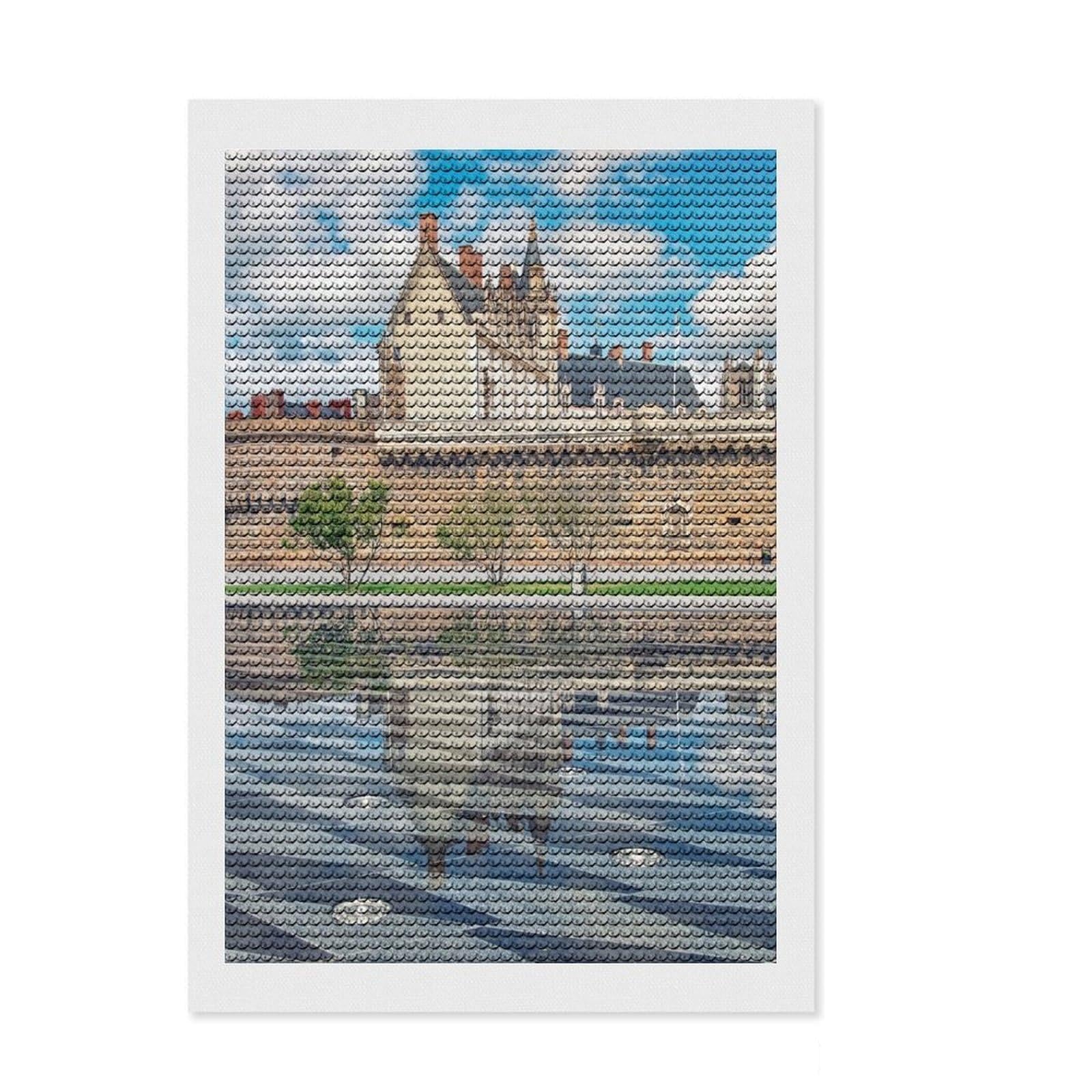 Junmoney Monument in Nantes Diamond Art Kit 8"x12", for Women, for Adults, Full Kit Included, Thoughtful Present, Festive Craft Gift