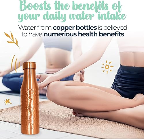 Miniatura 15 de Botella de agua de cobre martillado para beber, extra grande de 34 onzas, botella de agua ayurvédica de cobre puro, hecha a mano, a prueba de fugas