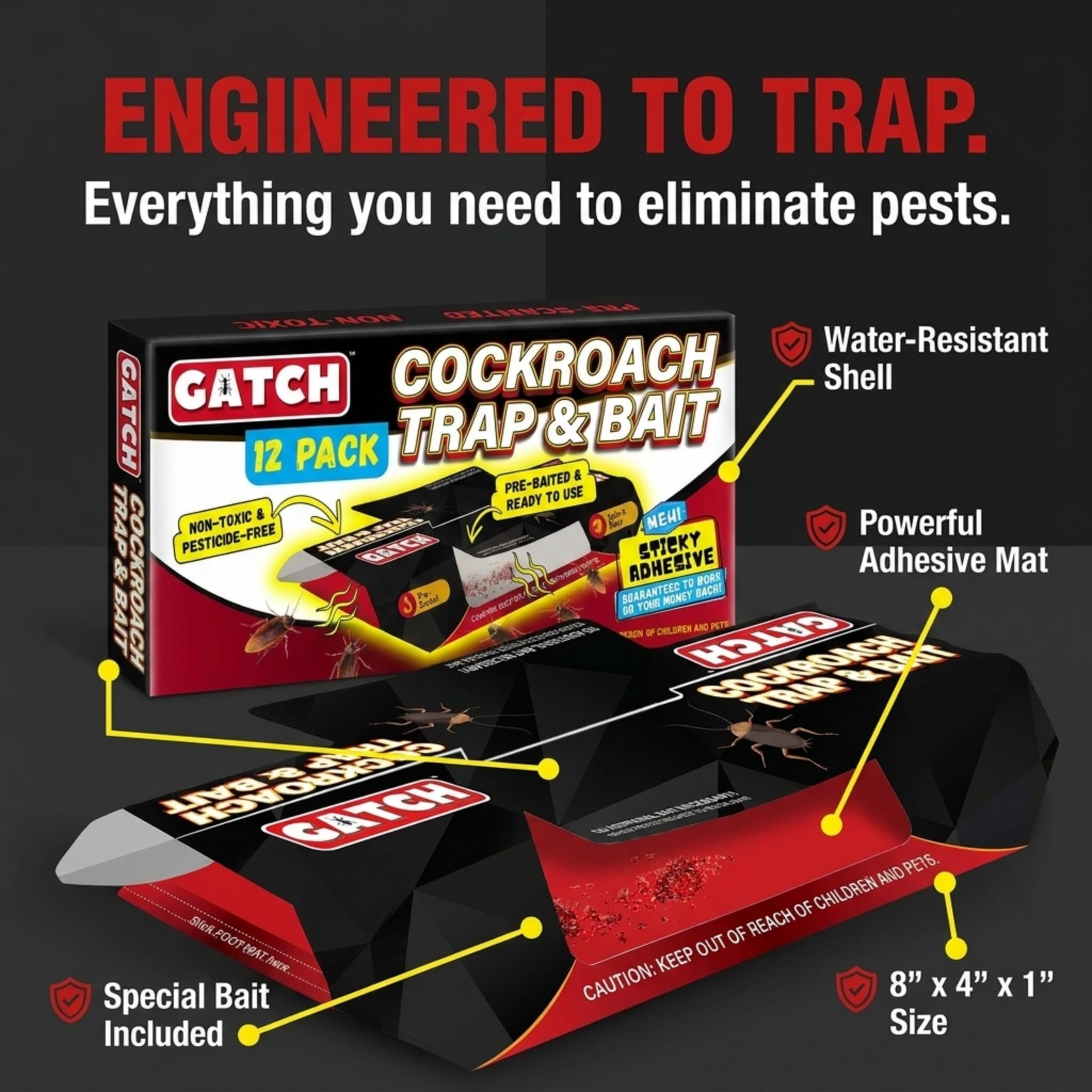 Amazon.com : GATCH Roach Traps Indoor (12 Pack), Sticky Baited