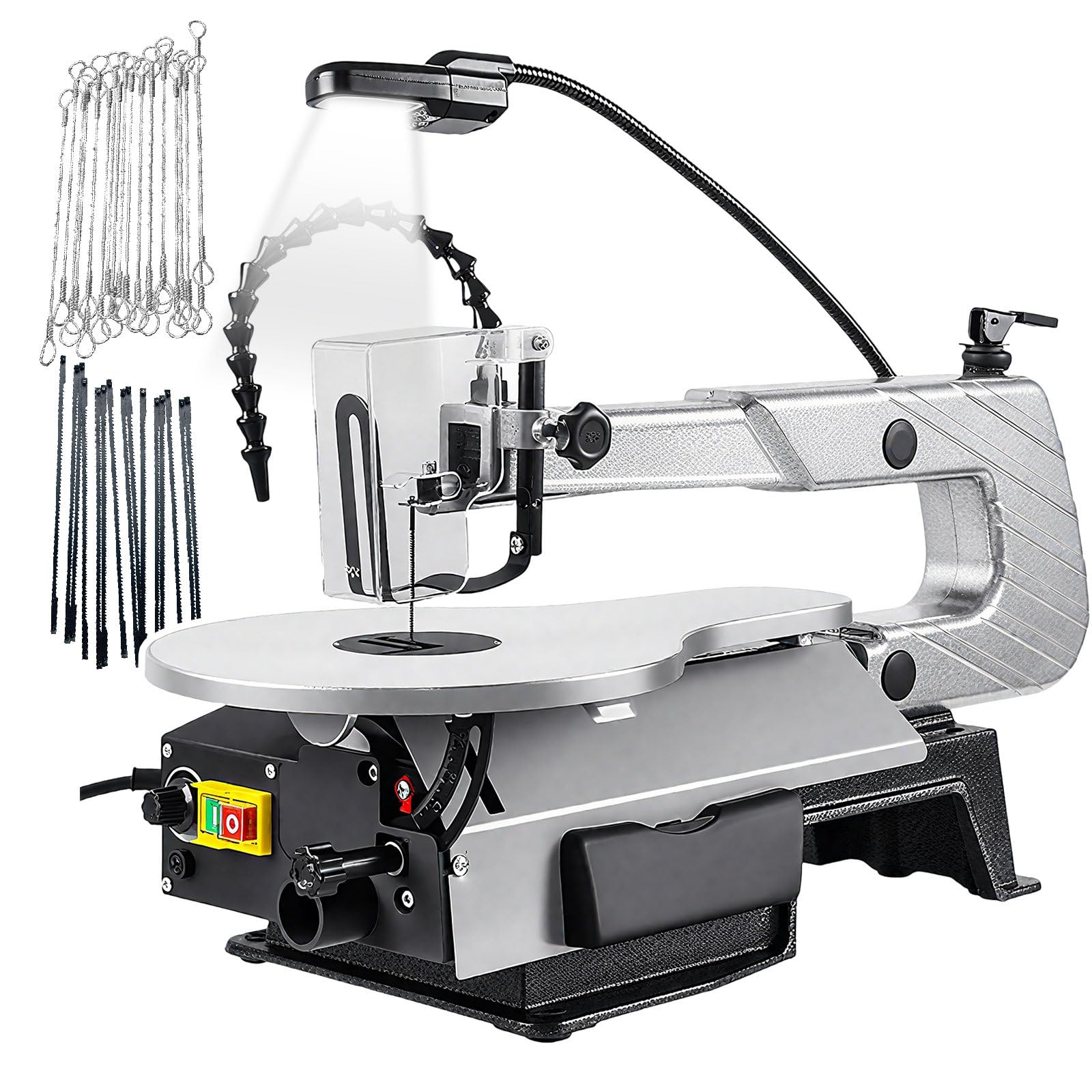 Sierra De Calar Multifunción De 40,6 Cm | Motor De Cobre De 150 W | Mesa De Aluminio Fundido con Inclinación 0 A 45° | Ajuste Continuo De Velocidad | Sierra Marquetería Eléctrica