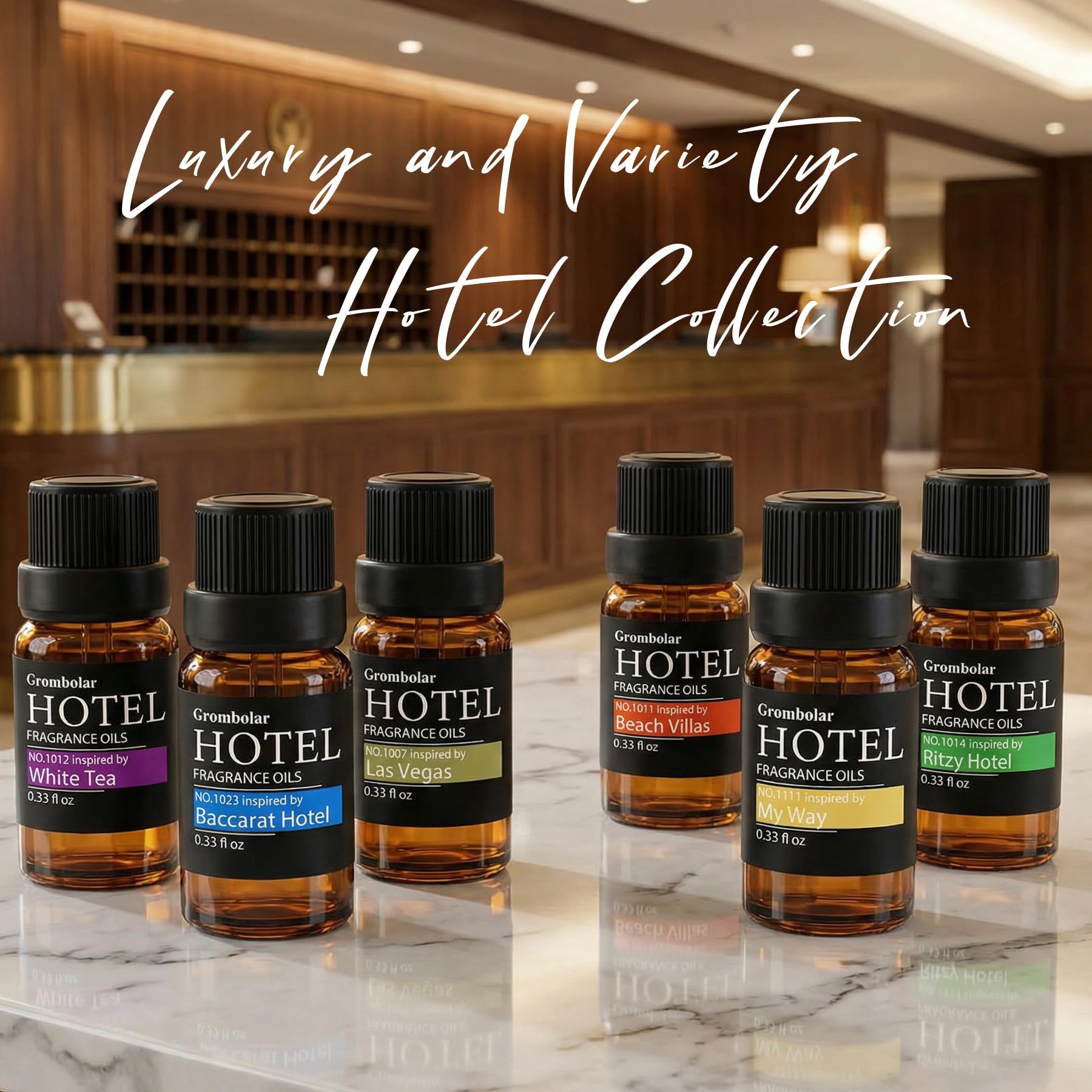 Juego de aceites esenciales, colección de hotel, juego de regalo de aceite esencial de alta calidad para difusores, cuidado del hogar, fragancias, humidificadores (set de 6 piezas)