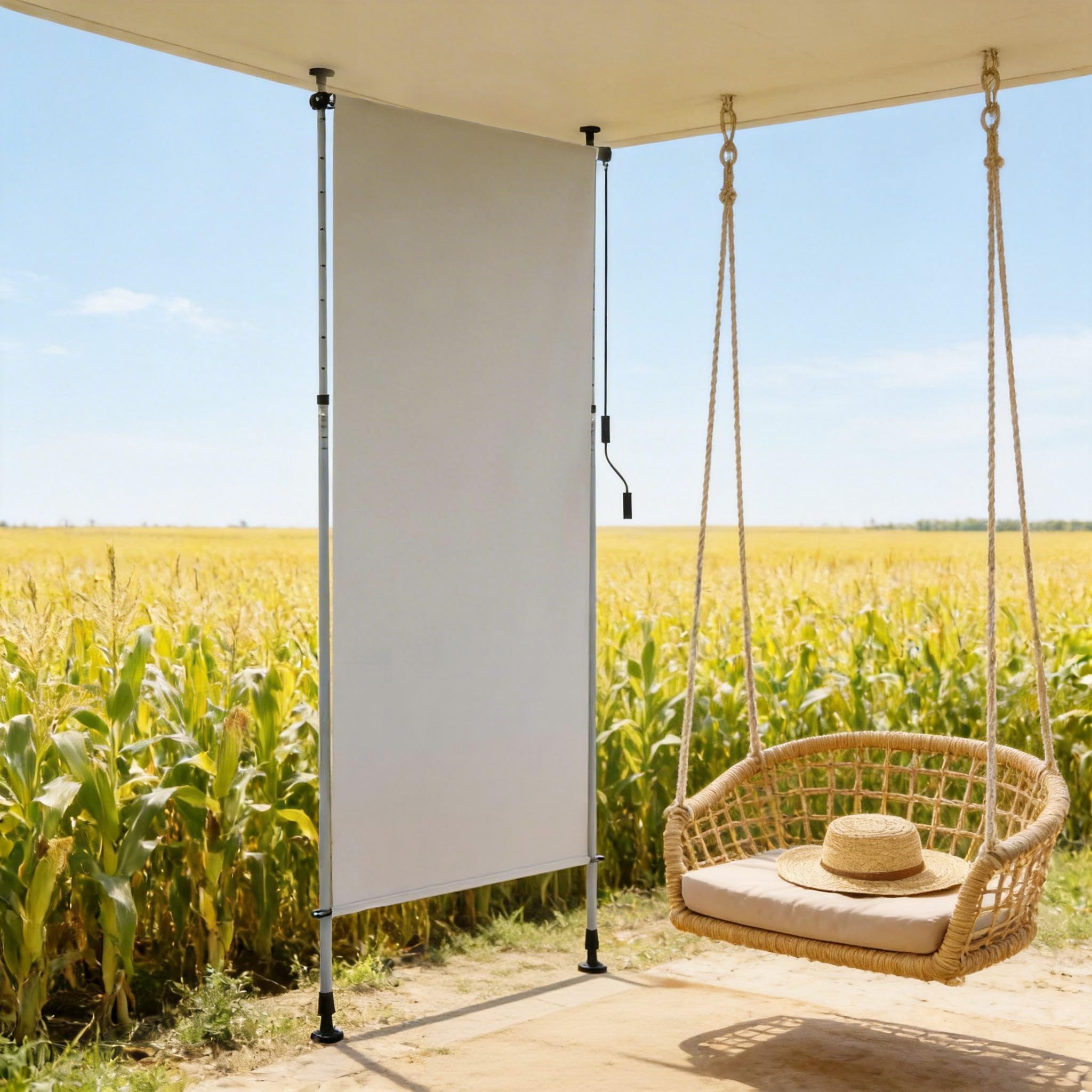 Tenda da sole verticale con manovella senza foratura 100 x 310 cm impermeabile allungabile oscurante grigio chiaro