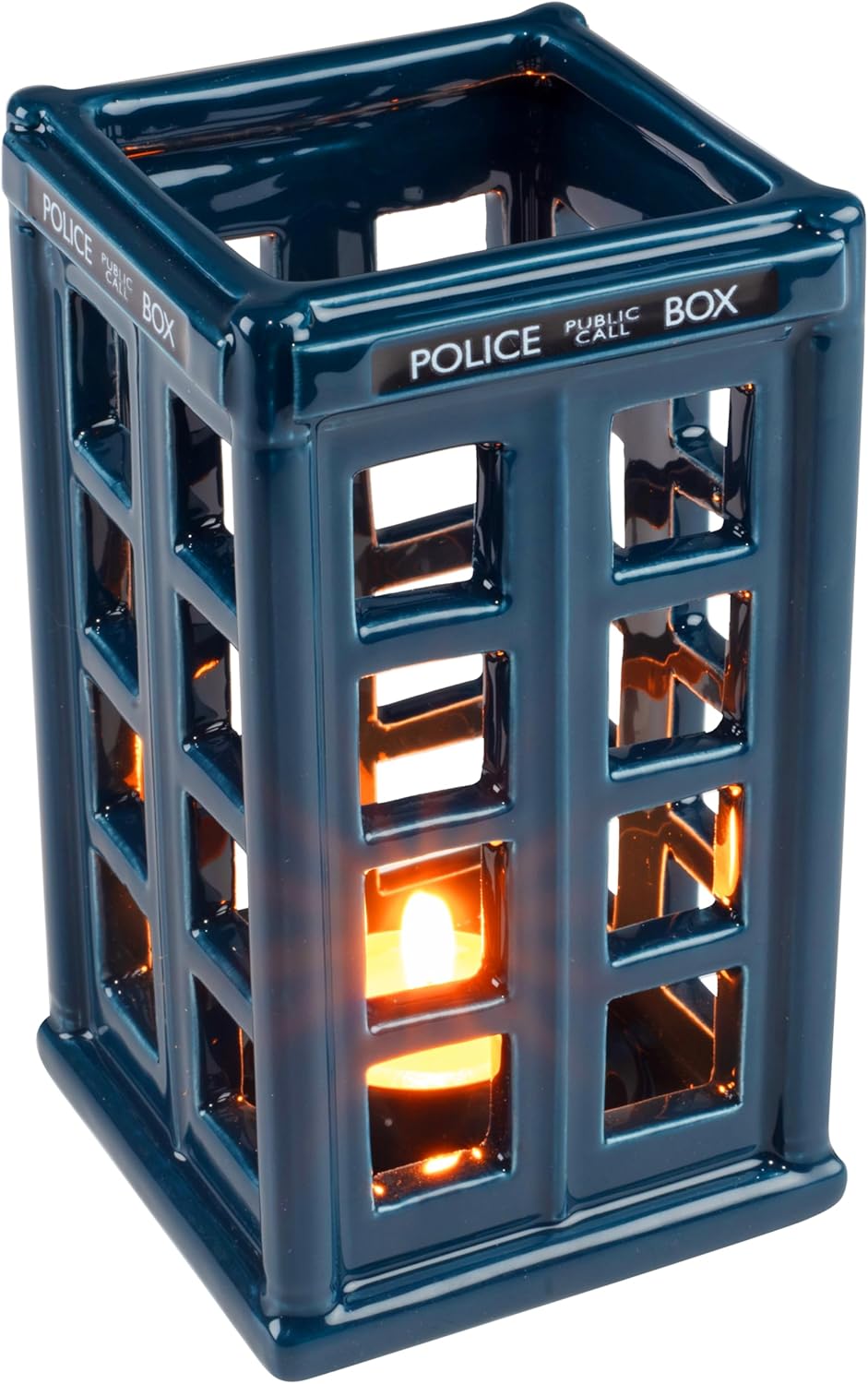 Doctor Who 5.5" Ceramic Tardis Police Box Candle Holder - Holds Tealight & Votive Candles - Officially Licensed - Collectible Dr. Who Decor & Gift for Teens, Adults, Men, Women