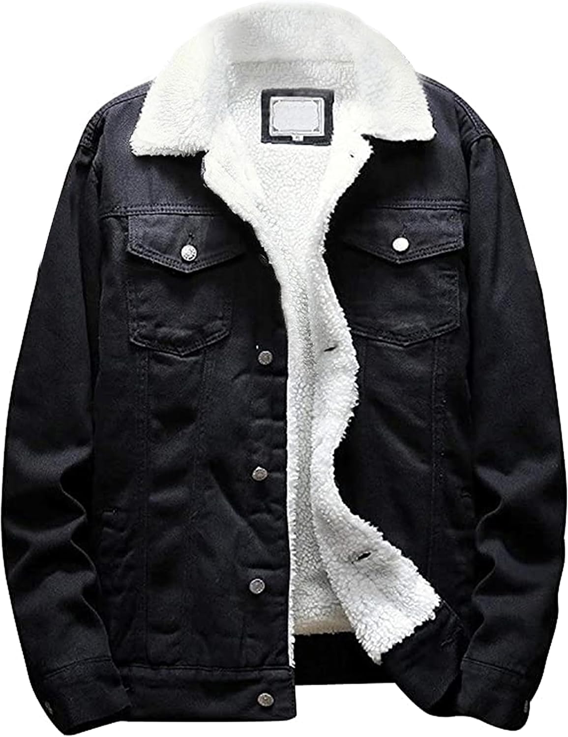 Springrain Men's Sherpa Fleece Lined Denim Jacket Warm Winter Trucker Jacket Cowboy Jean Jacket