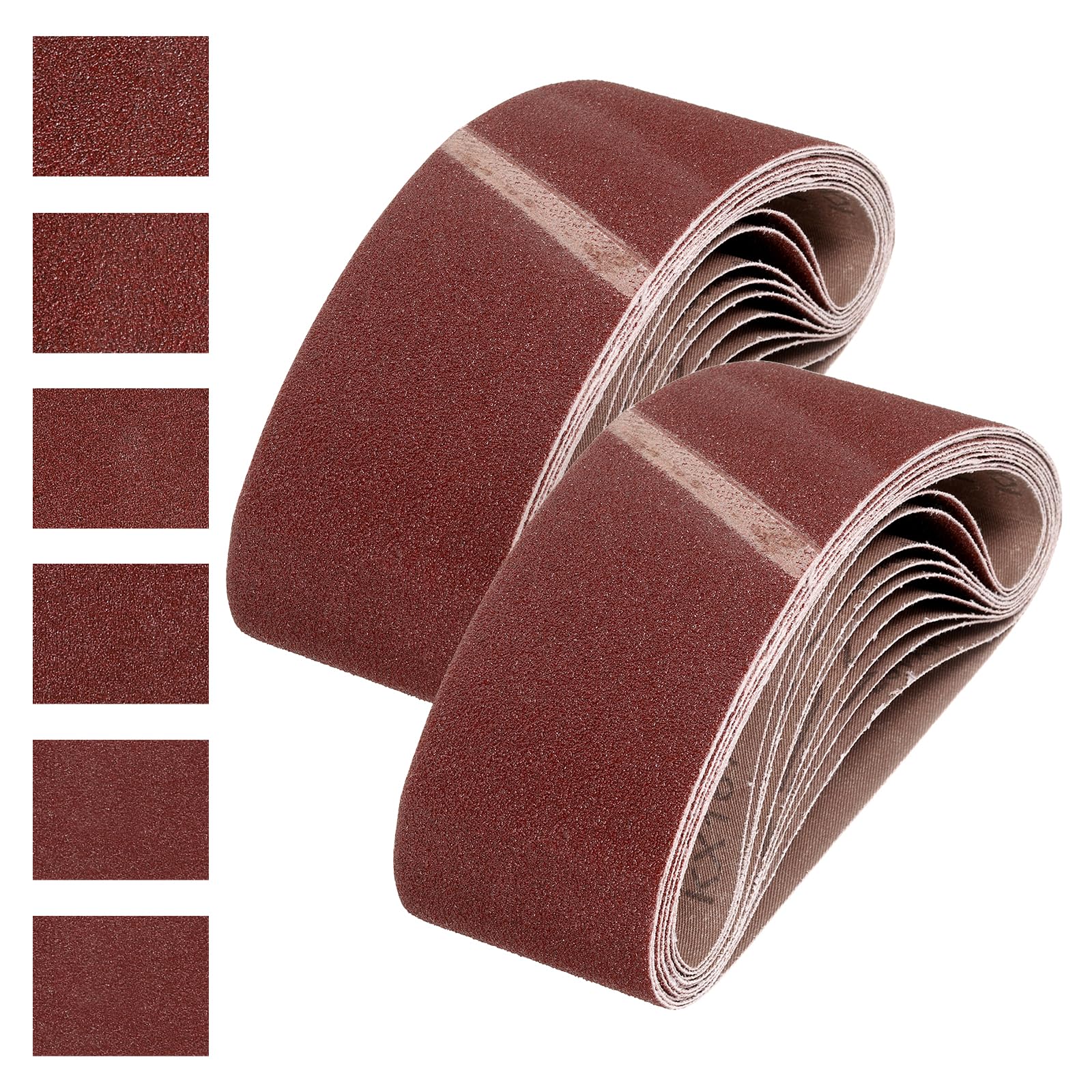 sourcing map 100mm x 610mm Sanding Belts, 36 Pcs 60/80/120/150/240/400 Grits Aluminum Oxide Abrasive Belt Sander File Belt for Woodworking, Metal Polishing, Knife Sharpener