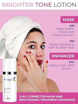 Brighter Tone Lotion Hyperpigmentation Treatment for Face Skin | Dark Spot and Uneven Skin Tone Corrector Moisturize and Brighten to correct visible spots Enhances Retinol Therapies