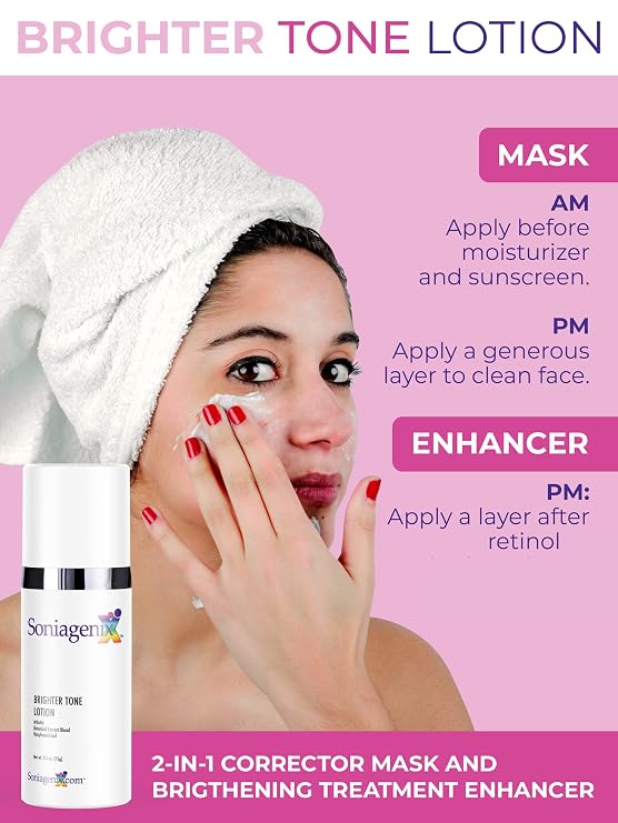 Brighter Tone Lotion Hyperpigmentation Treatment for Face Skin | Dark Spot and Uneven Skin Tone Corrector Moisturize and Brighten to correct visible spots Enhances Retinol Therapies