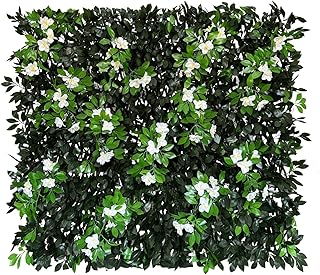 Expandable Fence Privacy Screen for Balcony Patio Outdoor,Decorative Faux Ivy Fencing Panel,Artificial Hedges (Single Sided Leaves) (1, Branches -White Fowers)