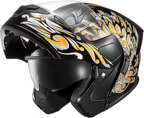Miniatura 2 de KYPARA Casco modular de doble visera abatible de cara completa para motocicleta con certificación DOT de impresionismo