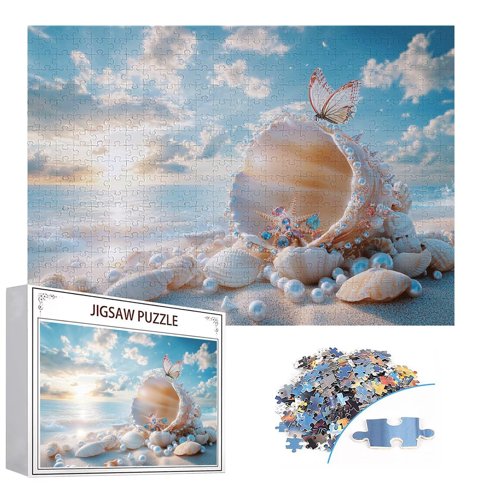 Puzzle 3000 elementów plaża puzzle dla dorosłych muszla 122 x 81 cm unikalne rzemiosło klasyczne 3D drewniana układanka do rodzinnych gier biznesowych, układanka do samodzielnego wykonania nawet do