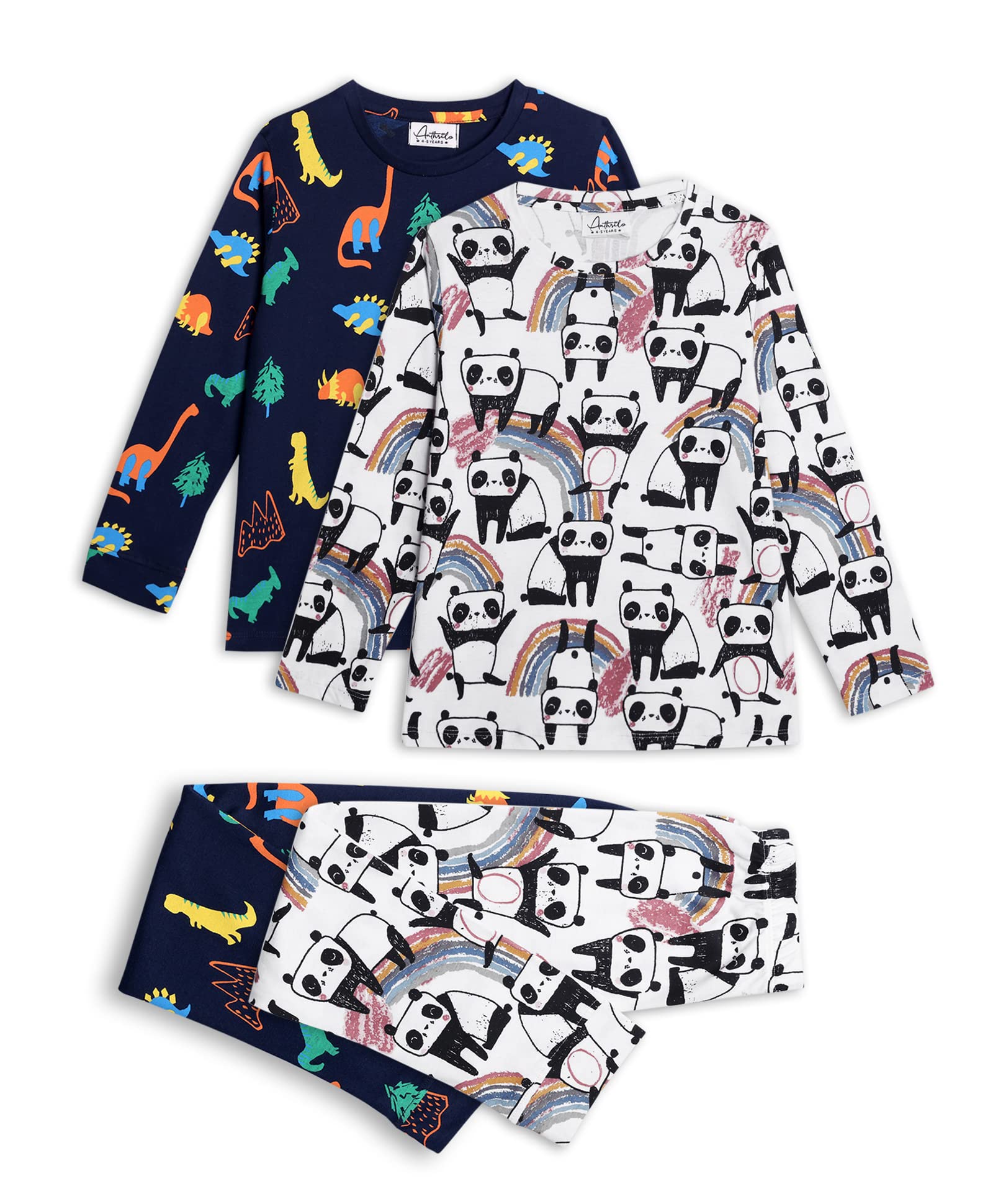 ANTHRILOBoy's T-Shirt & Pyjama Set | 100% Cotton, Skin Friendly Fabric, Regular Fit, Night Sleepwear | Printed Design | Round Neck T-Shirt, Combo | 0-16 Years