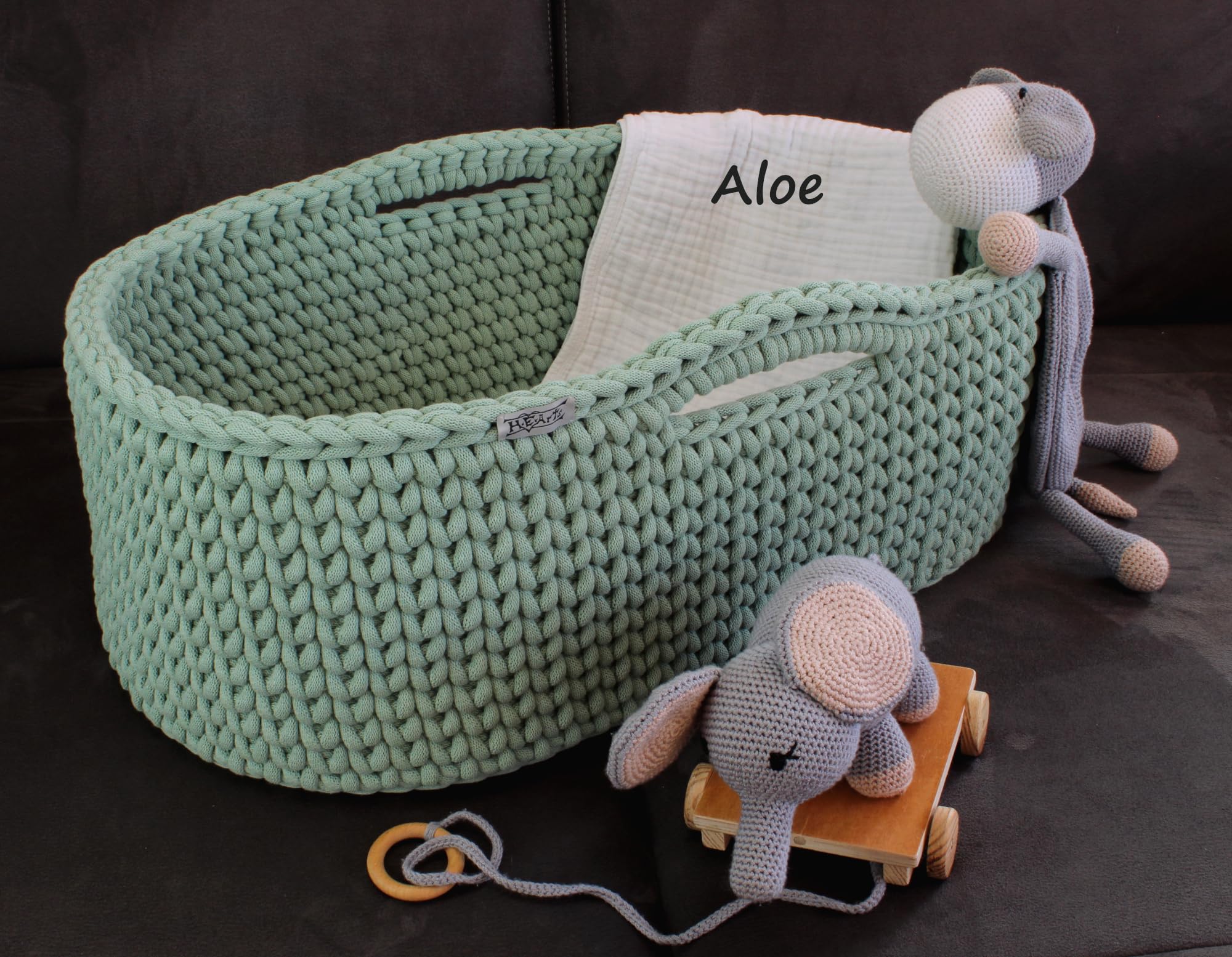 H.E.Arts Babykorb für Neugeborene Moseskorb gehäkelt Handarbeit mobiles Babybett Beistellbett ab 199,00€