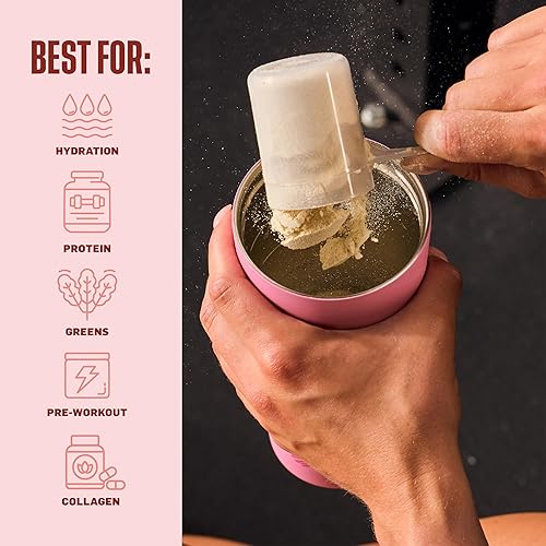 Miniatura 4 de BlenderBottle Vaso coctelero aislado 2 en 1 de acero inoxidable, tapa a prueba de fugas, pajita, BlenderBall, sin BPA, para batidos de proteínas,