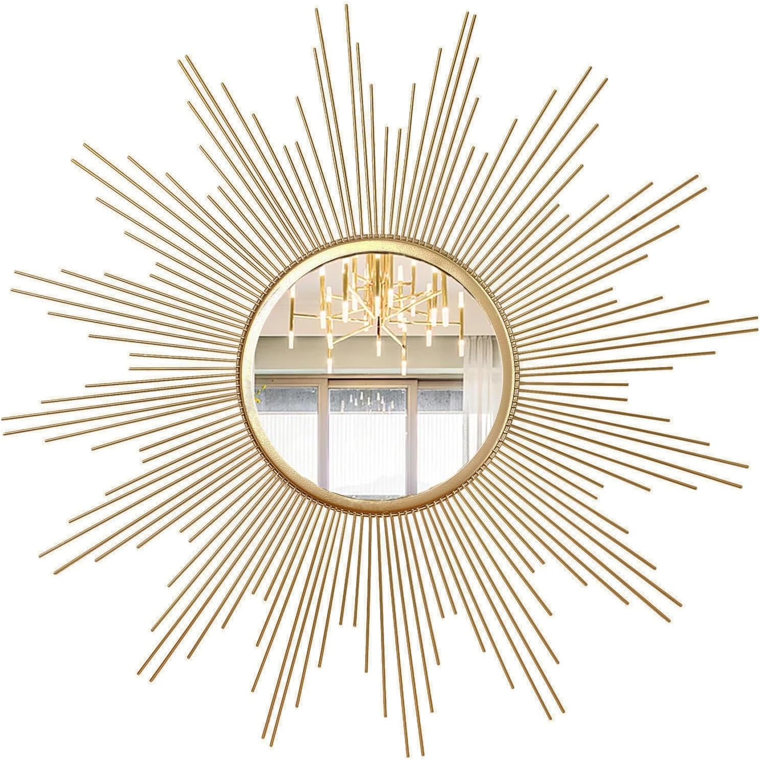 Cityelf 24'' Large Sunburst Mirror Wall Decor Gold Metal Mirror for Wall Iron...