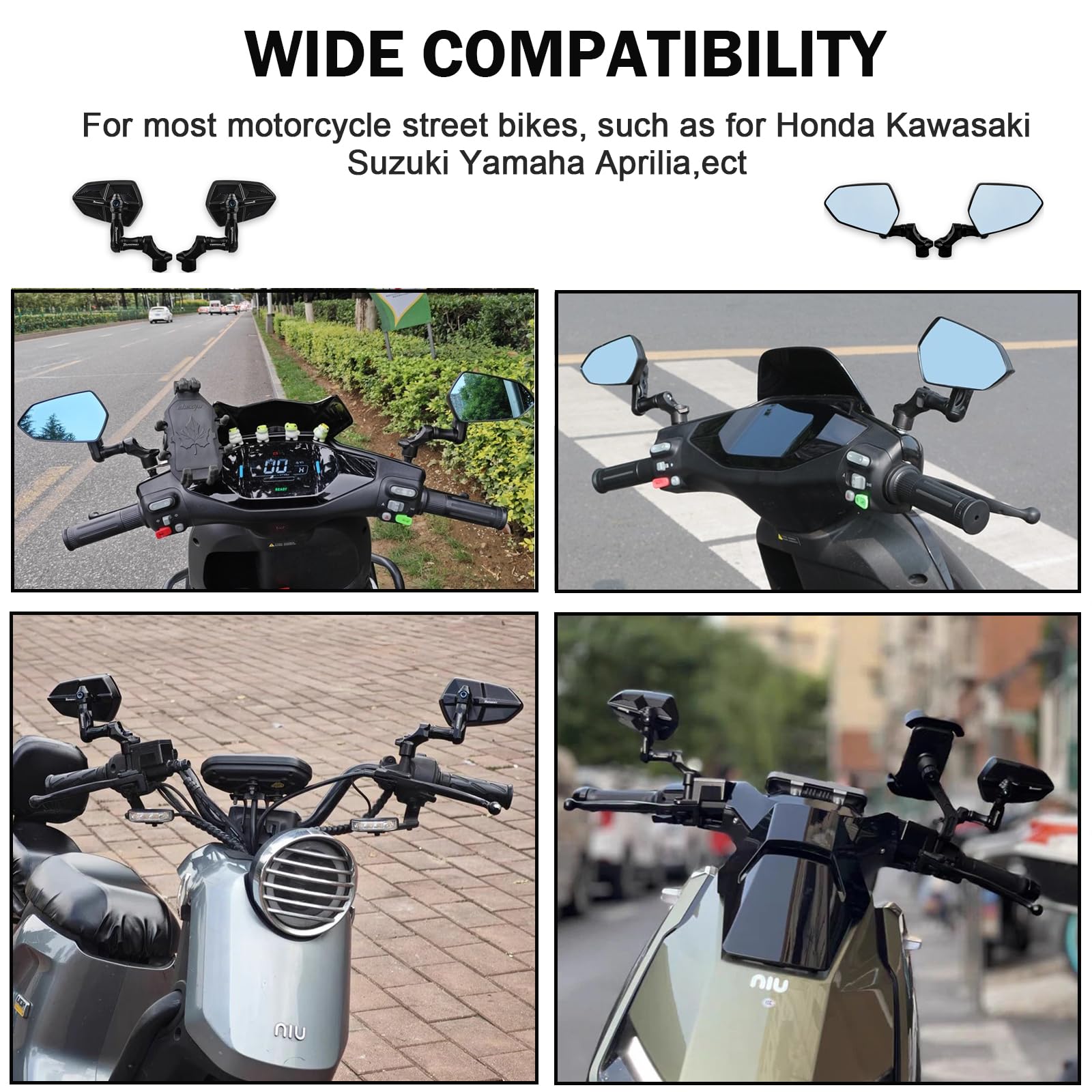 Universal Motorrad Spiegel Set M8 M10, CNC Motorrad Rückspiegel