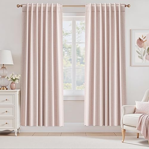 Miniatura 56 de UHITECH Cortinas Opacas de Lino Natural para Sala de Estar/Dormitorio Ventana Pequeña 54 Pulgadas de Largo Juego de 2 Paneles Cortina Opaca Pestaña