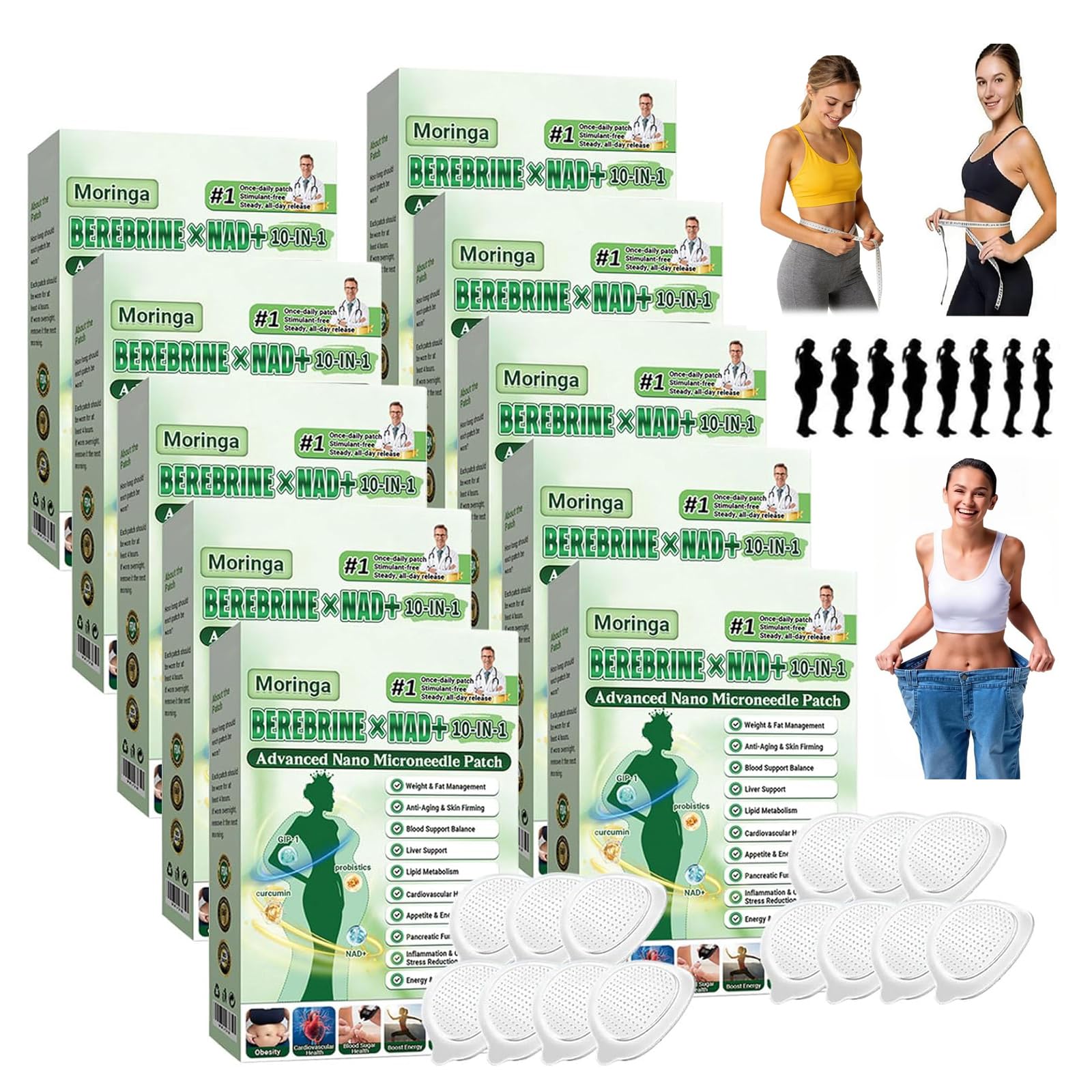 7 patchs / 1 boîte Patchs Corporels 10 en 1, Ingrédients Naturels, Ultra Fin et Invisible sous les Vêtements, Action Ciblée, pour Homme et Femme (42)