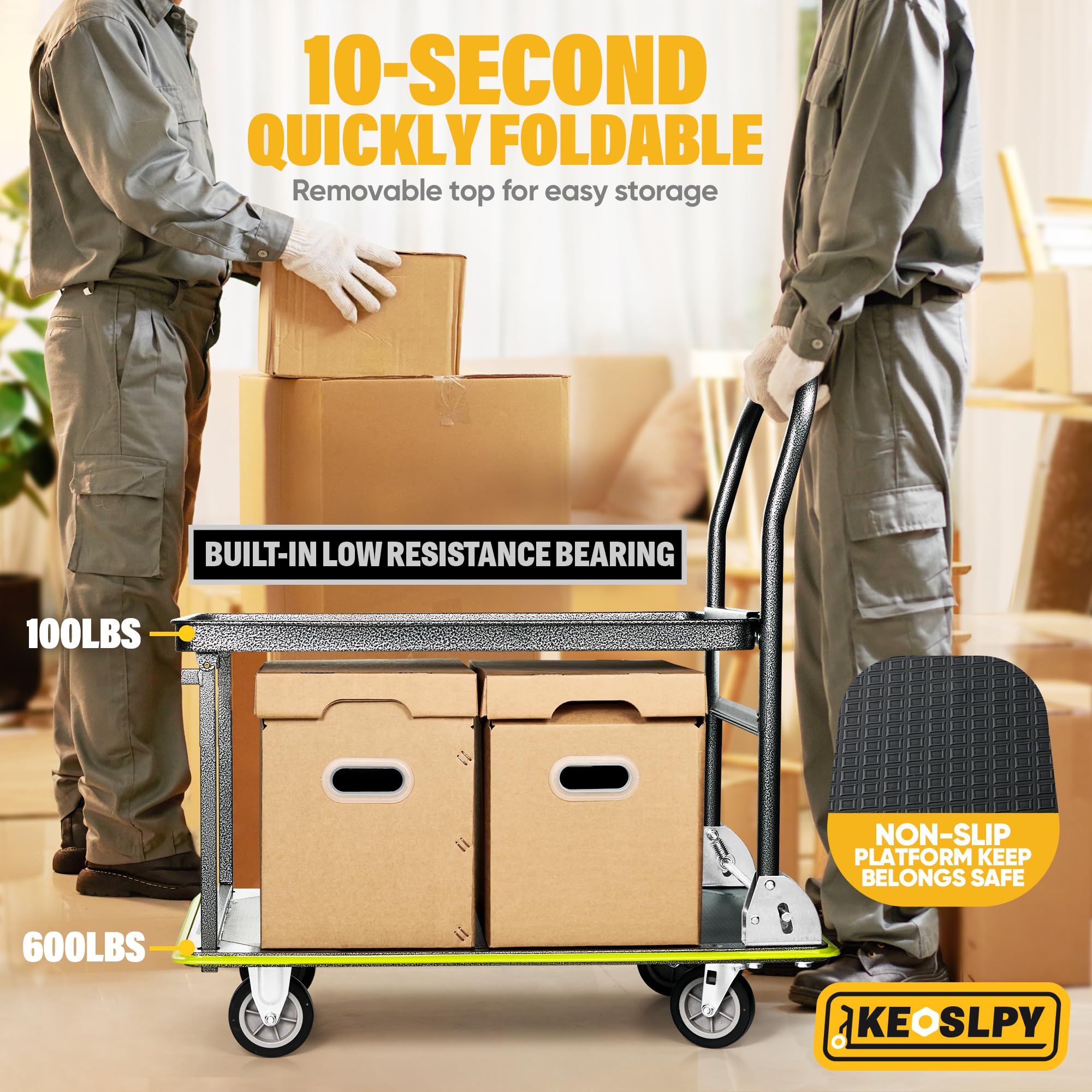 Heavy Duty Folding Cart Dolly - 700lbs Capacity -4