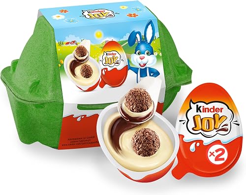 kinder Joy Pack of 2 - One Half with Delicious Milk, Cocoa Cream and Crisp Balls and the Other Half with Great Surprise - Easter Chocolate, Sweets for Easter - Easter Gift - 40 g