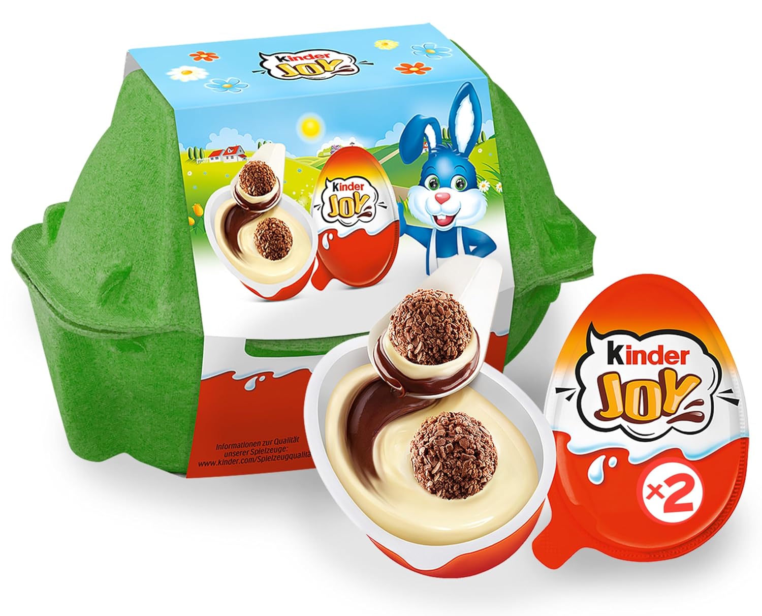kinder Joy Pack of 2 - One Half with Delicious Milk Cocoa Cream and Crisp Balls and the Other Half with Great Surprise - Easter Chocolate Sweets for Easter - Easter Gift - 40 g