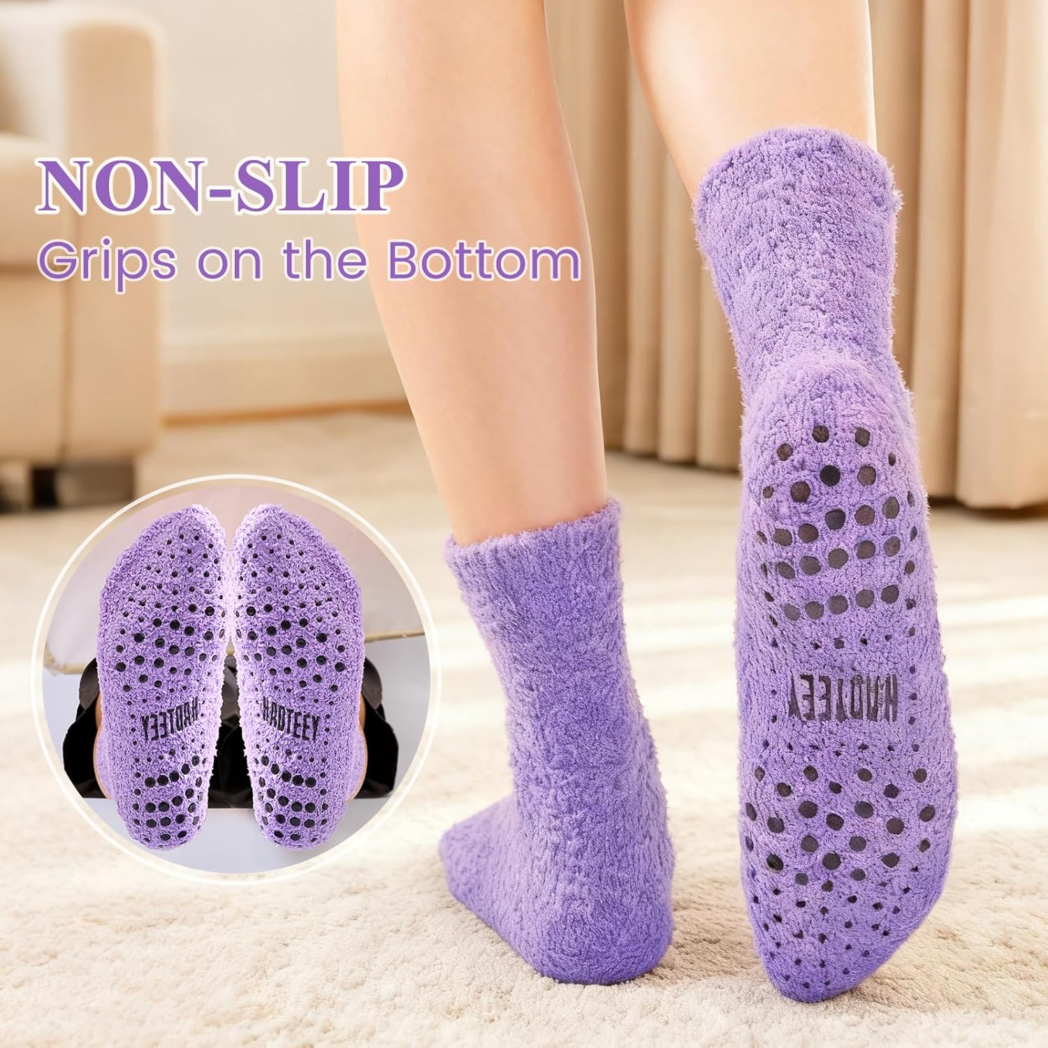 Fuzzy Grip Socks for Women, Fluffy Slipper Sock, Warm & Cozy Gifts for Women, Non Slip Womens Comfy Sleep House Socks - Image 4