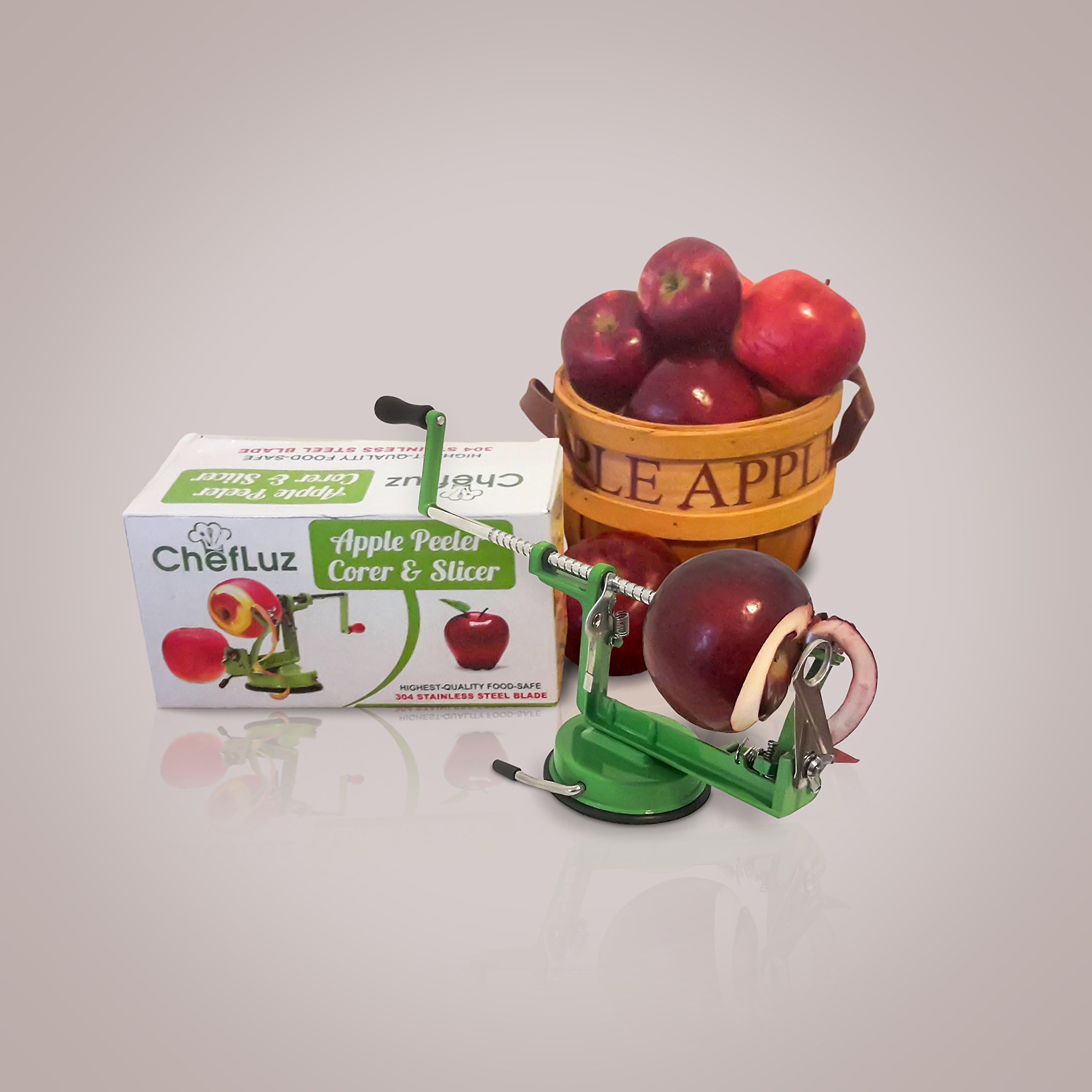 Chef Luz Apple Peeler, Corer, Slicer, Potato Peeler, Apple Coring Machine, Apple Peeler Machine, Apple Slicer Machine.