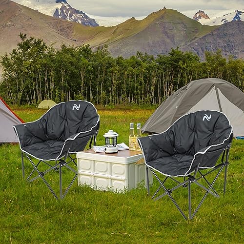 Vista 16 de NAIZEA Silla de camping con calefacción, sillas térmicas de gran tamaño con 3 niveles de calor, sillas plegables portátiles con calefacción, silla