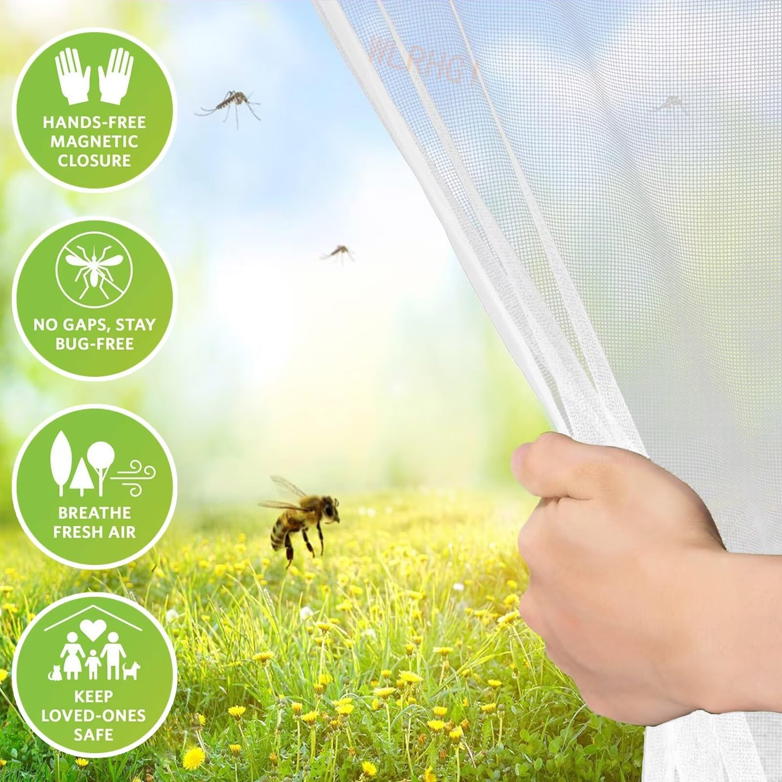 Moustiquaire Magnétique Pour Porte - 165 X 245 Cm - Facile à Installer