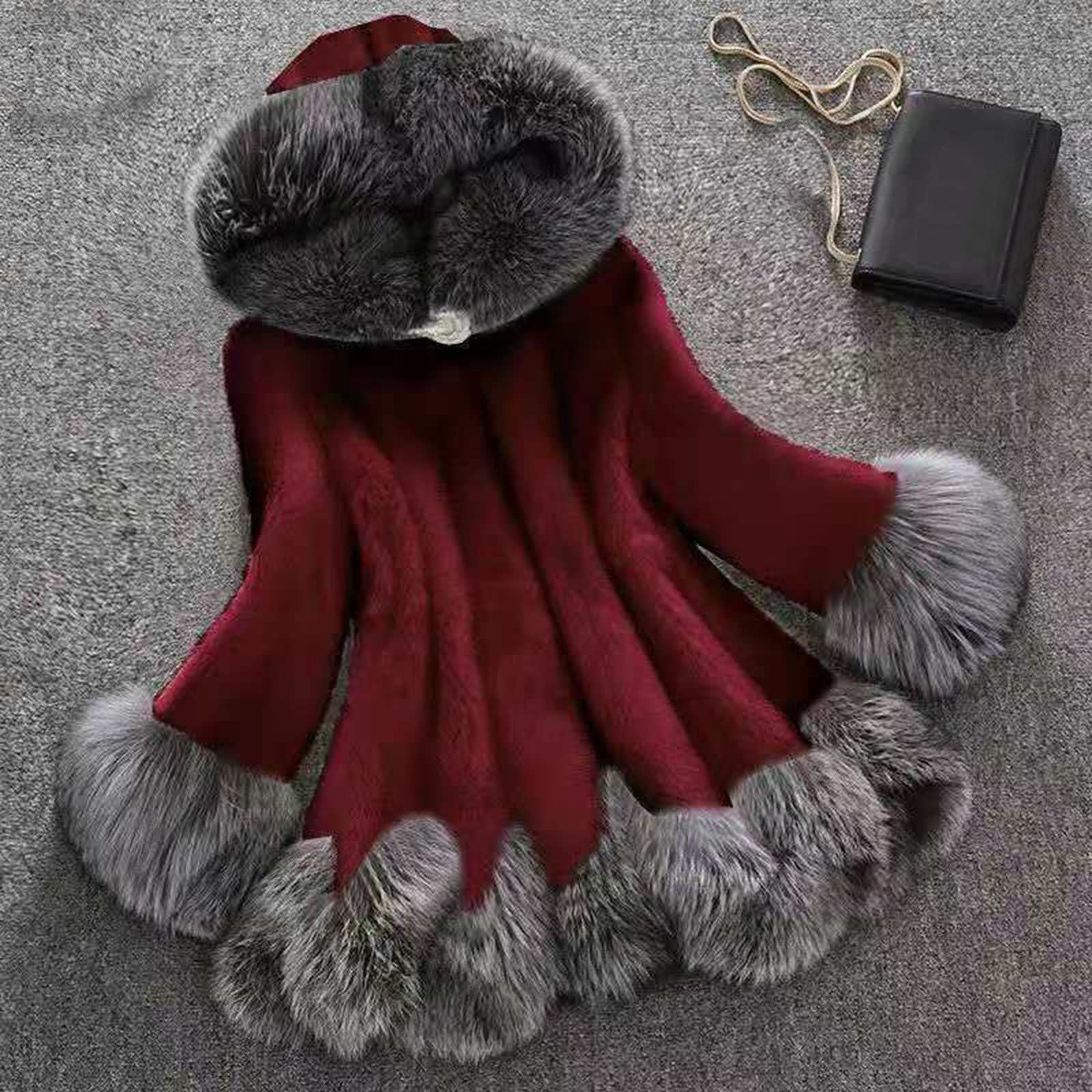 Manteau en fourrure pour femme élégant manteau d'hiver chaud en fausse fourrure moelleuse manteau d'hiver pour femme manteau en fourrure avec capuche