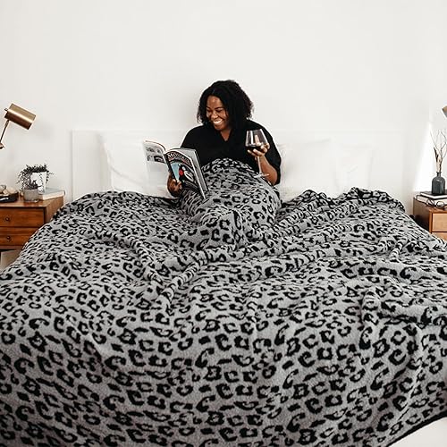 Big Blanket Co Premier Plush Black Heather - Manta mullida ultra afelpada de 120 x 120 pulgadas (10 x 10 pies) Manta de microfibra transpirable que