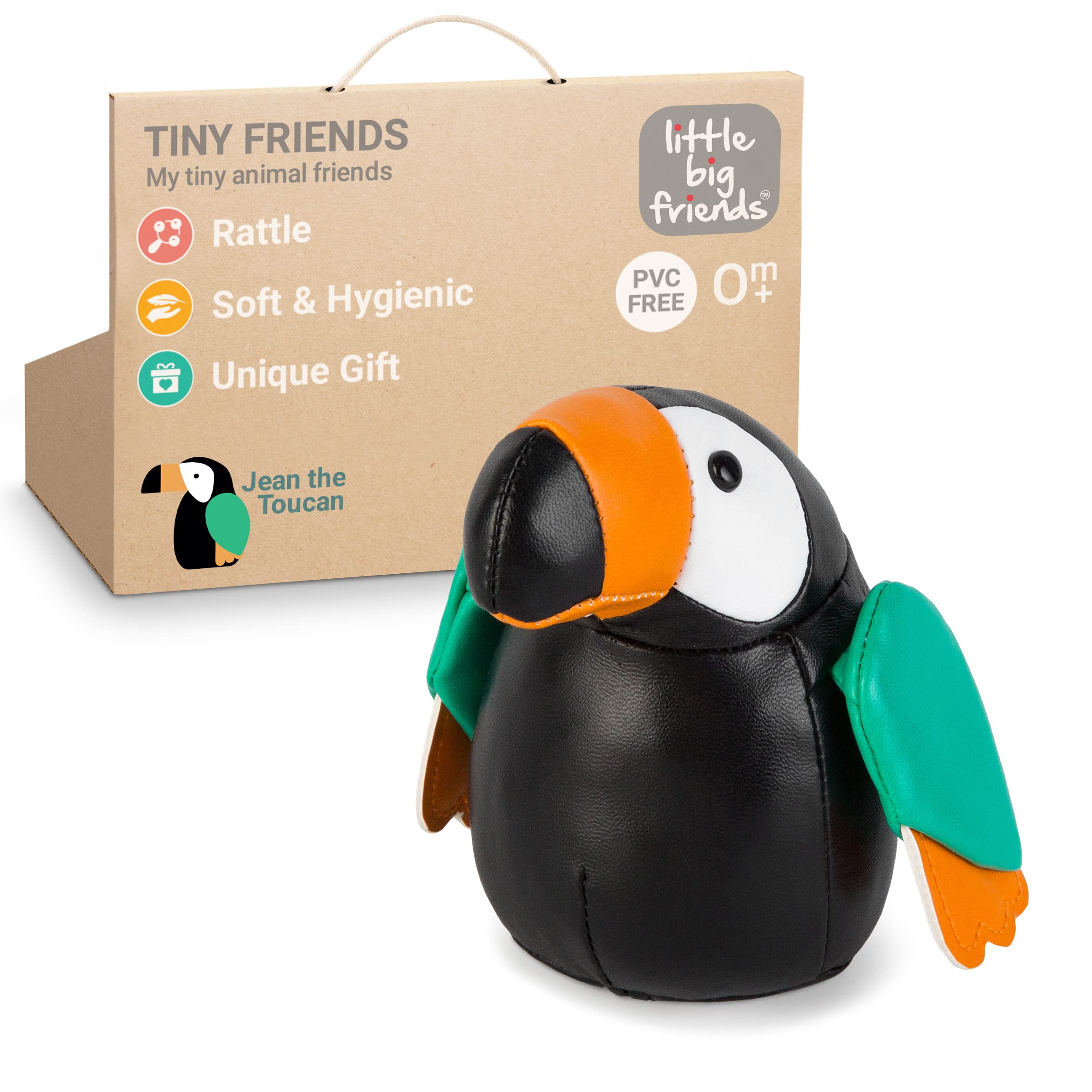 Little Big Friends Tiny Friends | Rattle Toy | Special Stuffed Animal | Easy to Clean | Jean the Toucan