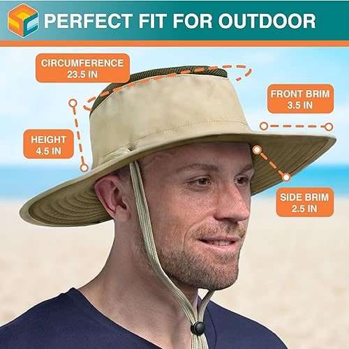 Miniatura 5 de SUN CUBE Sombrero de ala ancha para hombres y mujeres, protección solar UV, sombrero de safari para senderismo