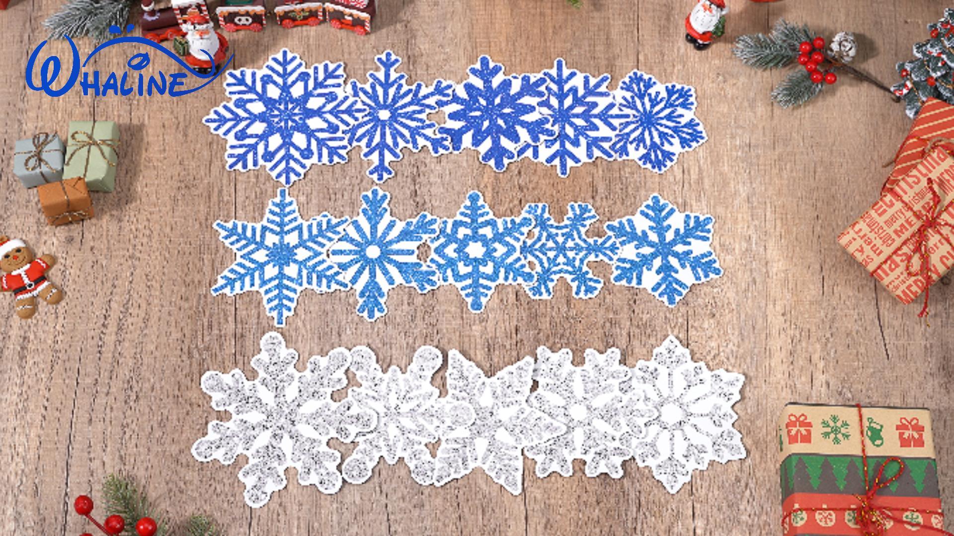 Imanes decorativos de copo de nieve azules y plateados, pack 15 miniatura 7