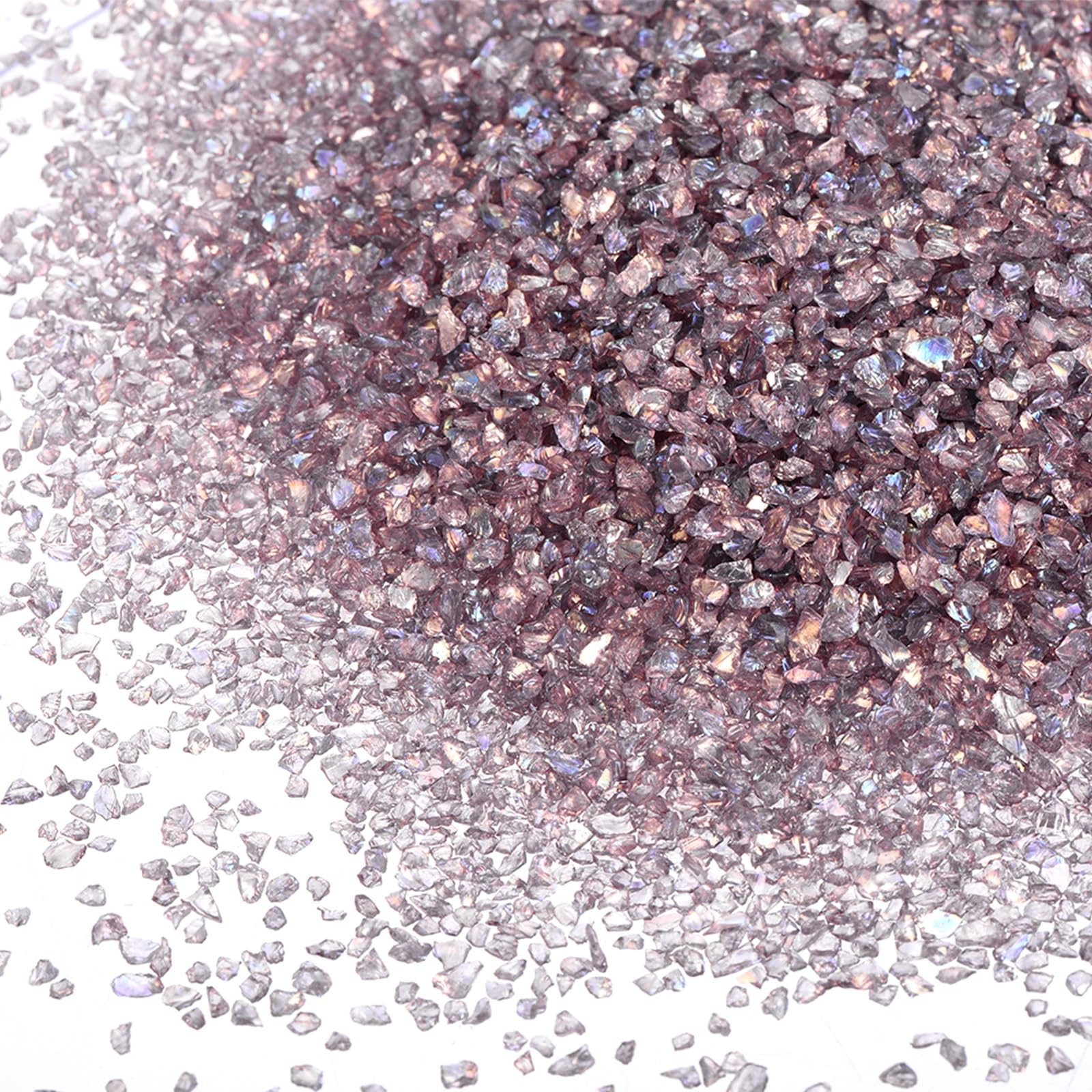 sourcing map 3 Pcs Crushed Glass for Resin Art, 50g Irregular Metallic Chunky Chips Small Broken Crushed Glass Glitter Pieces for Crafts DIY Vase Filler Jewelry Making Decor, Light Purple