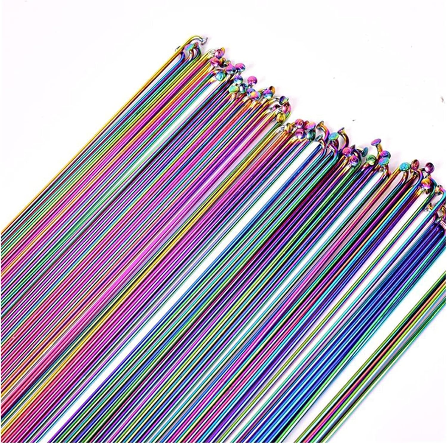 Rainbow Bicycle Spoke Nipples, 14G Stainless Steel, for 27.5ER, 29er, Mountain Bike, 700C Road Bike Wheels, J-Bend, Straight Pull, for Bicycles (Color: 36 Pieces) (15 Pieces)