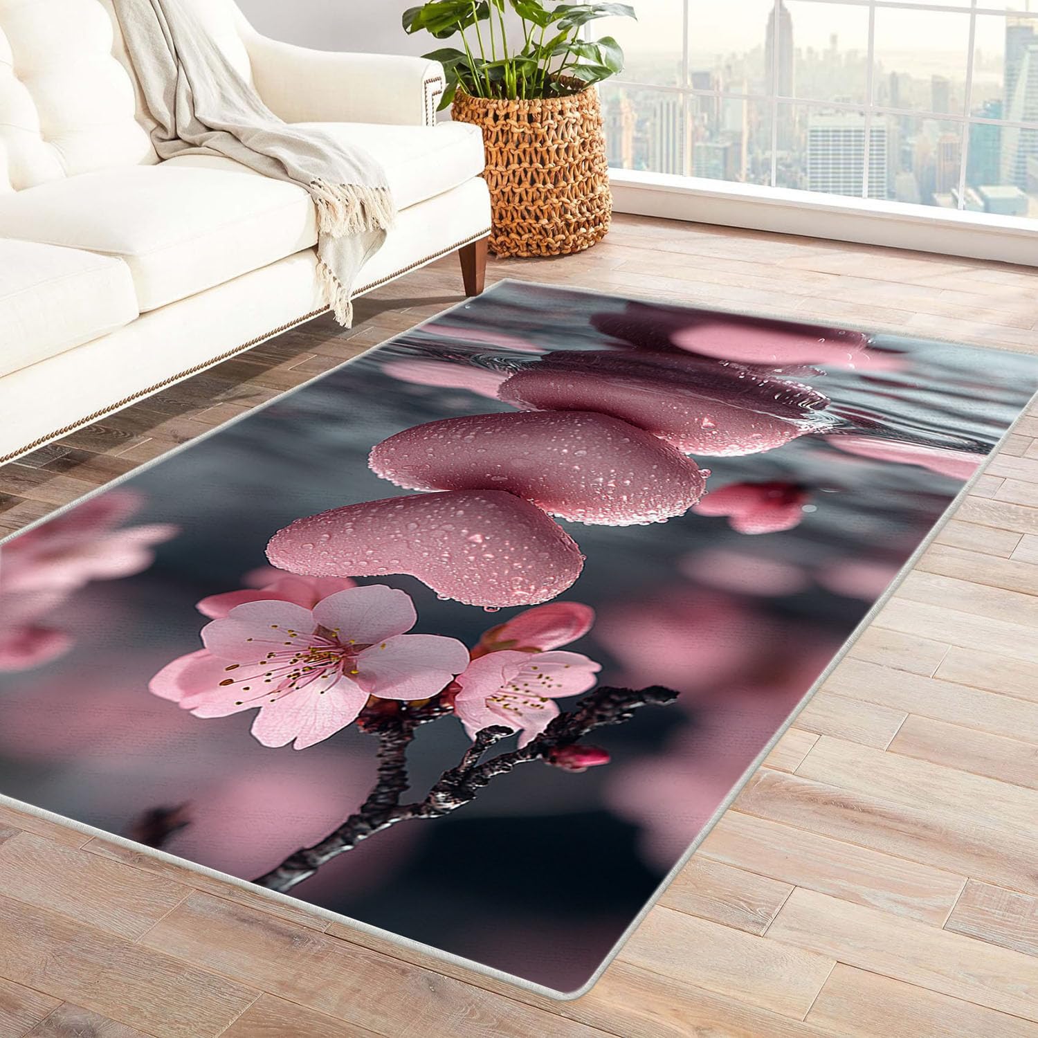 Tapis antidérapant rose 60x90 cm pour chambre d'enfant et décoration de maison