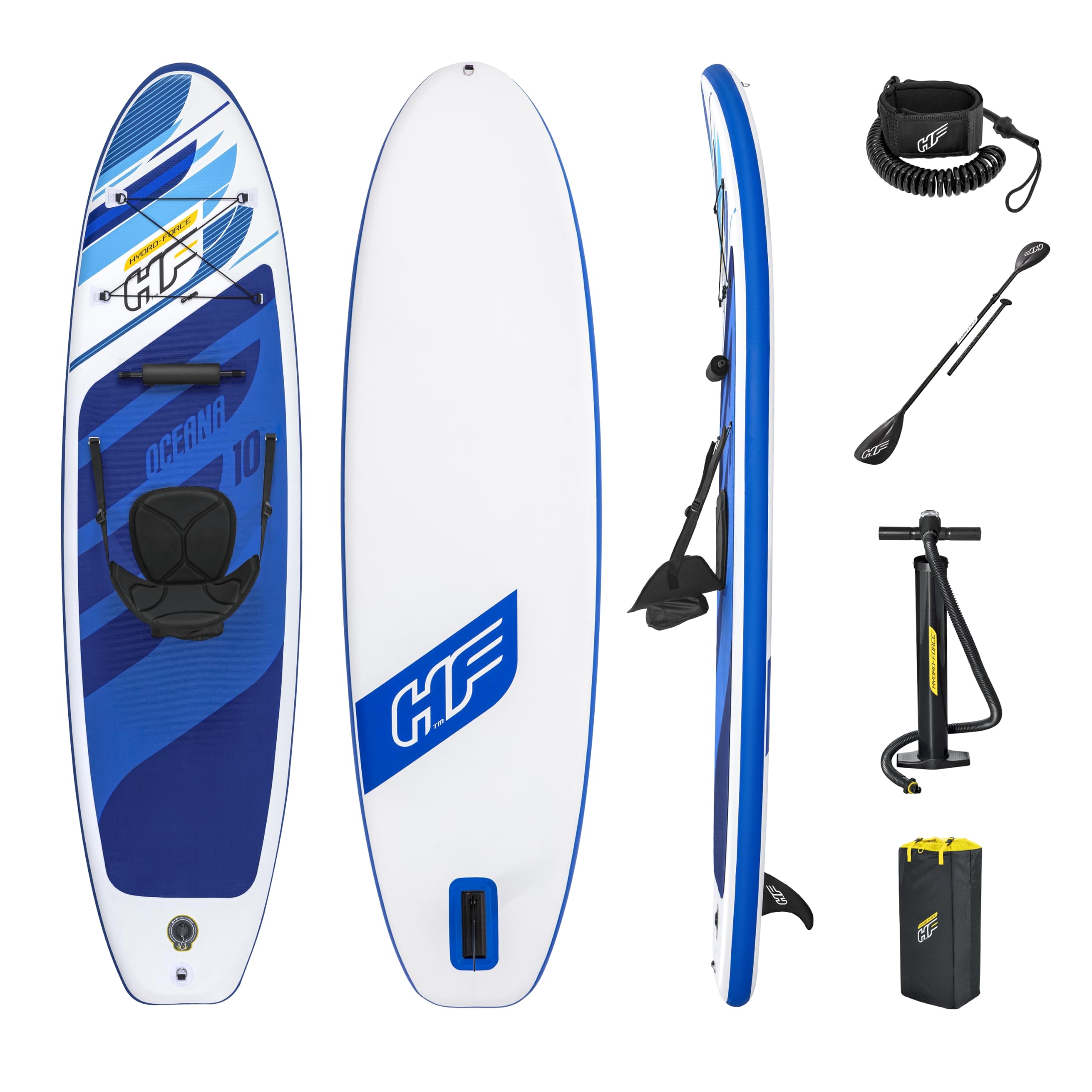 Hydro-Force SUP Aufblasbares Stand Up Paddle Board Komplettset mit Kajak Umbausatz, Mehrere Stile