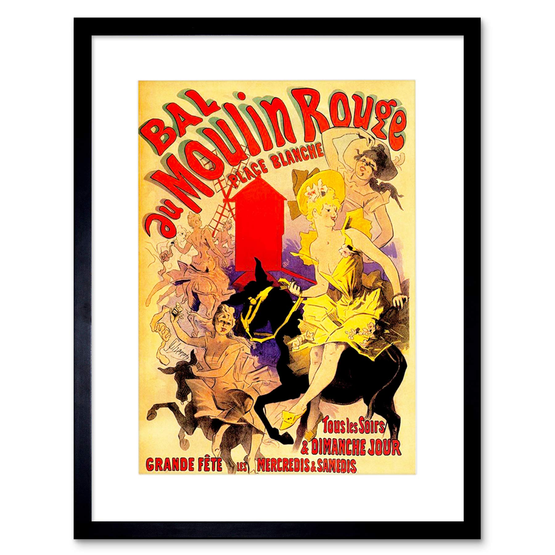 Wee Blue Coo VINTAGE ADVERT MOULIN ROUGE DANCERS NEW BLACK FRAMED ART PRINT PICTURE B12X11460