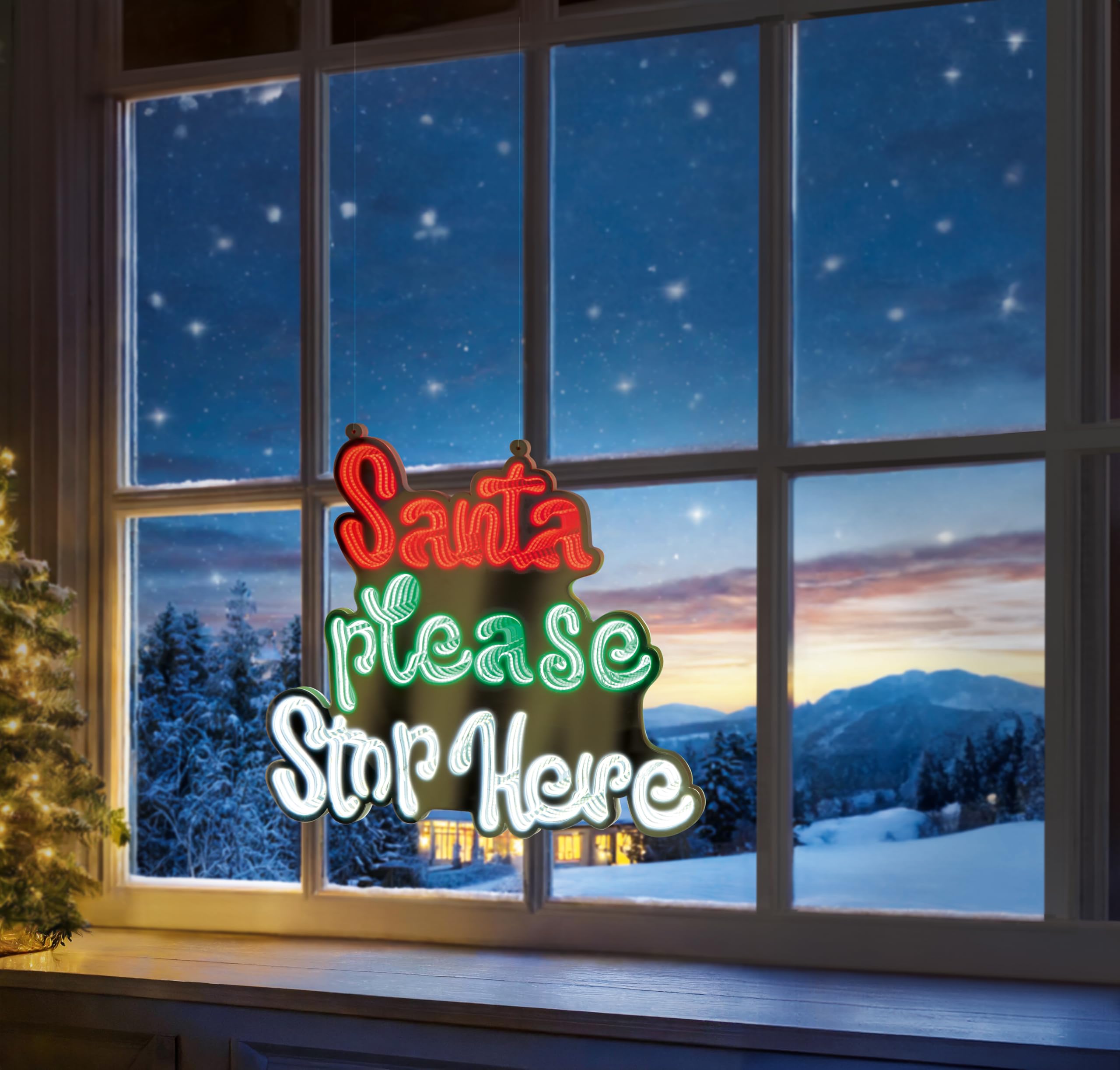 Premier Decorations Limited Multicolour Led Santa Stops Here Infinity Light (H) 400Mm