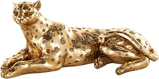 Deco 79 Resin Leopard Decorative Sculpture Laying Home Decor Statue with Textured Spots, Accent Figurine 8" x 4" x 4", Gold