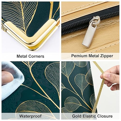 Miniatura 3 de Libros para camarera lindo libro de camarera con bolsillo para dinero, libro de servidor de cuero con cremallera cartera negra organizador de libros