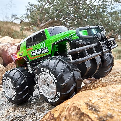 Miniatura 6 de Ruko 1601AMP2 - Auto de control remoto anfibio, auto RC 110 juguetes para niños, IPX6 impermeable Monster Truck con luces para todo terreno, 2