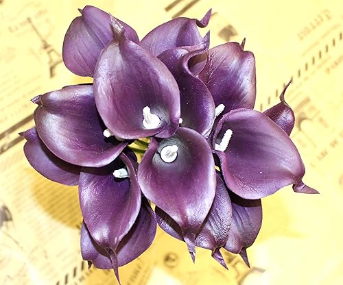 Miniatura 4 de Ooki 15 Purple Violet Real Touch Artificial Single Stem Calla Lily Flower Bulb Heads Fake Floral Bouquet Crafts Garden Wedding Home DIY Bridal