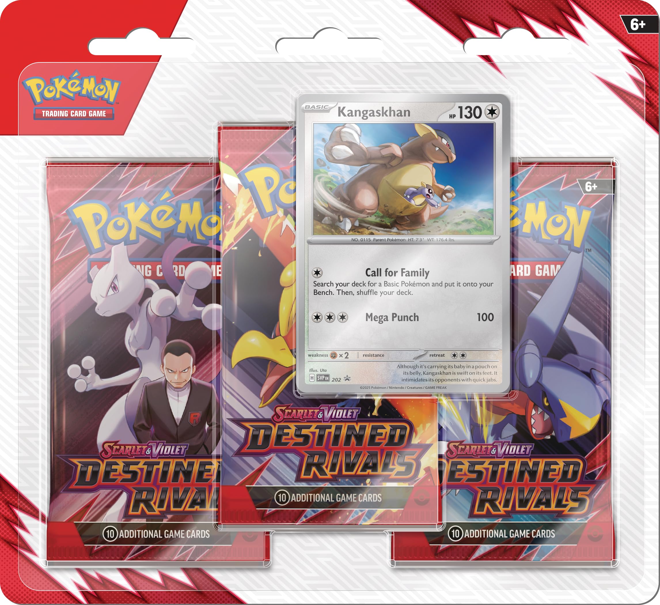 Pokemon TCG Scarlet Violet - Destined Rivals 3-Pack Blister Kangaskhan 3 Booster Packs 1 Foil Promo Card
