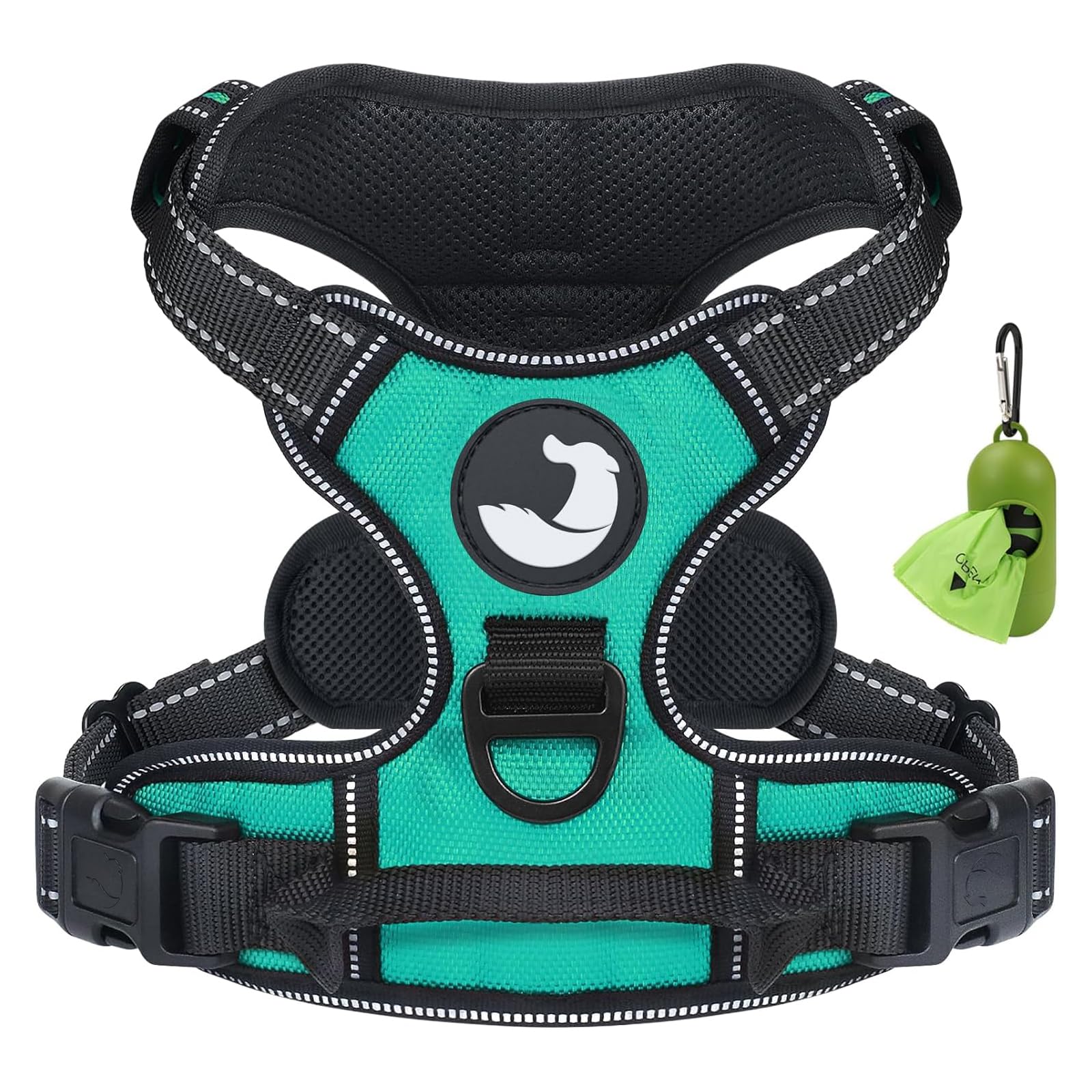 Joytale Dog Harness Small Dog No Pull Harness for Dogs with 2 Clips, Adjustable Soft Padded Dog Harness Reflective with Easy Control Handle for Walking and Training, Teal, S