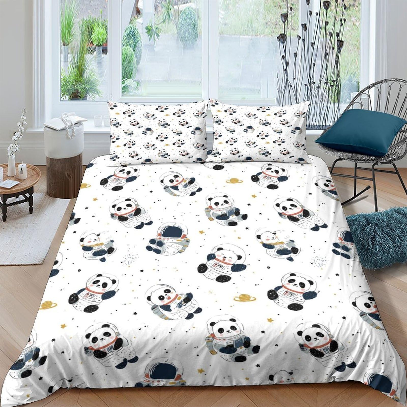 Ctjqhvkz Style-9 3D Printed Cute Panda Fitted Sheet Microfiber Soft Anti-Slip Cartoon Bamboo Bed Cover For Bedroom Dorm Mattress Protection Single（135X200cm）