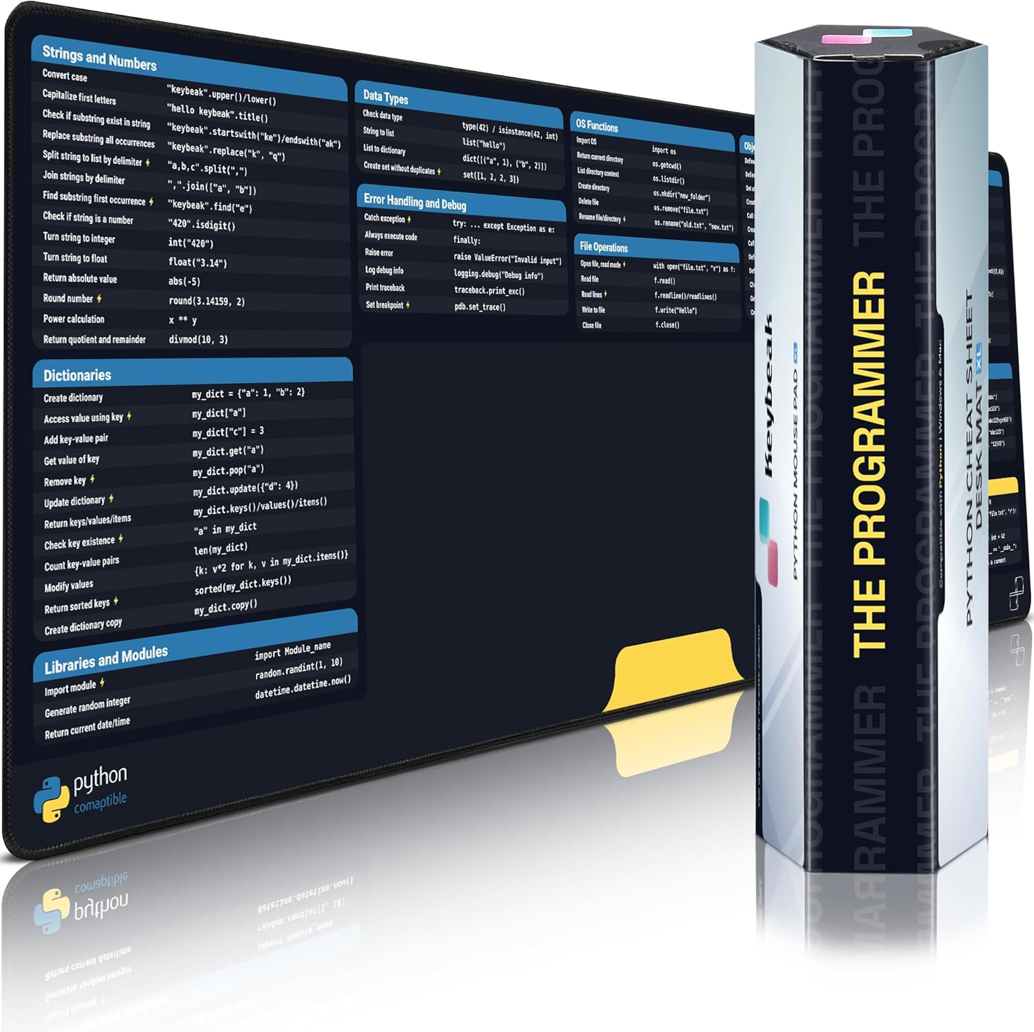 Amazon.com: Keybeak Python Mouse Pad Cheat Sheet (31.5x11.8 in ...
